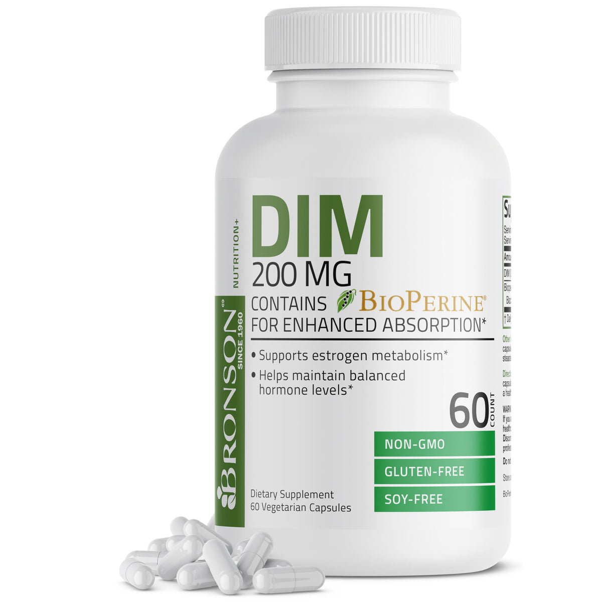 Bronson DIM 200 MG - bouteille de gélules prête pour une routine quotidienne.
