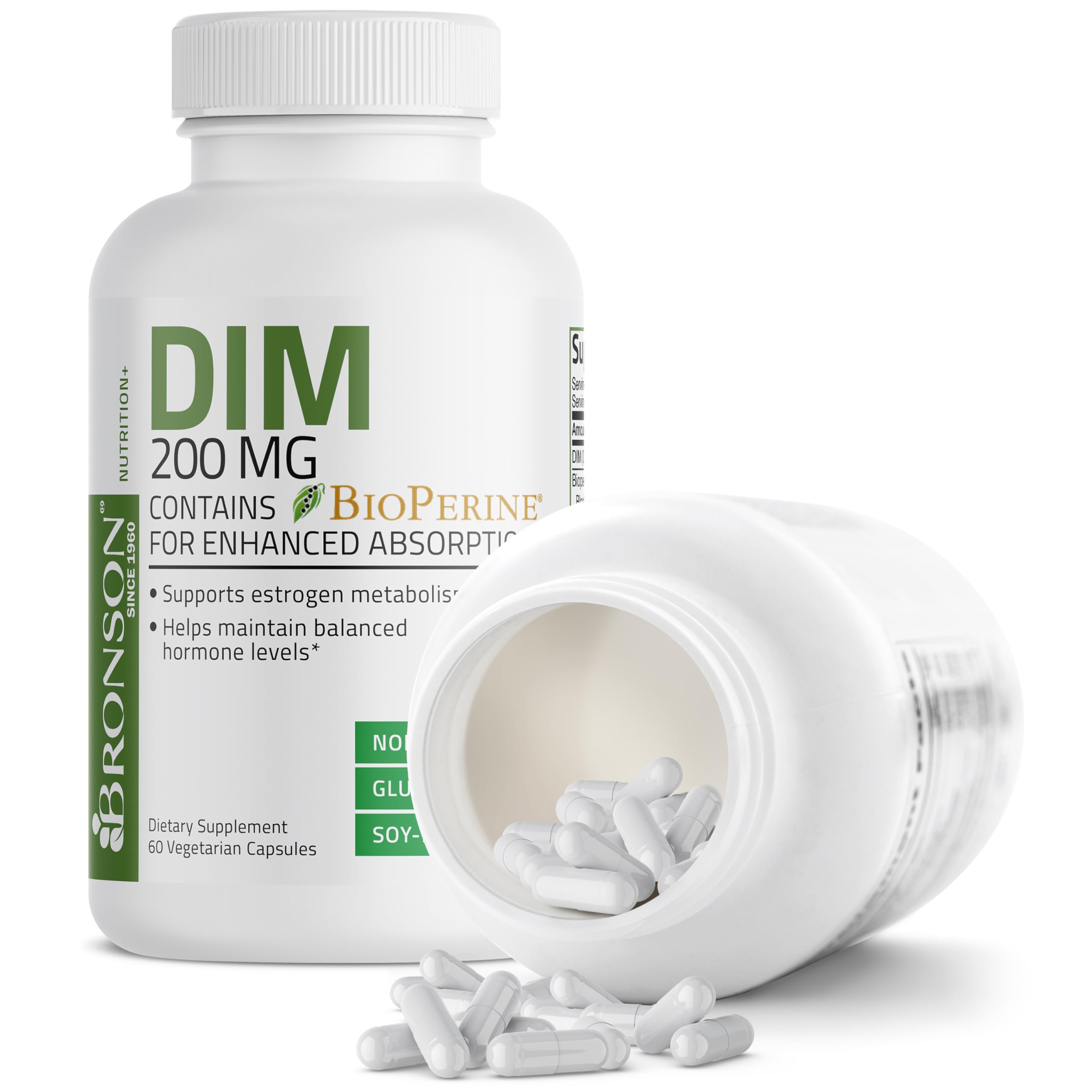 Bronson DIM 200 MG - fiche nutritionnelle et tableau des ingrédients.