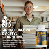 Ingrédients clés Bronson Ginkgo Bacopa, soutien mémoire potentiel.
