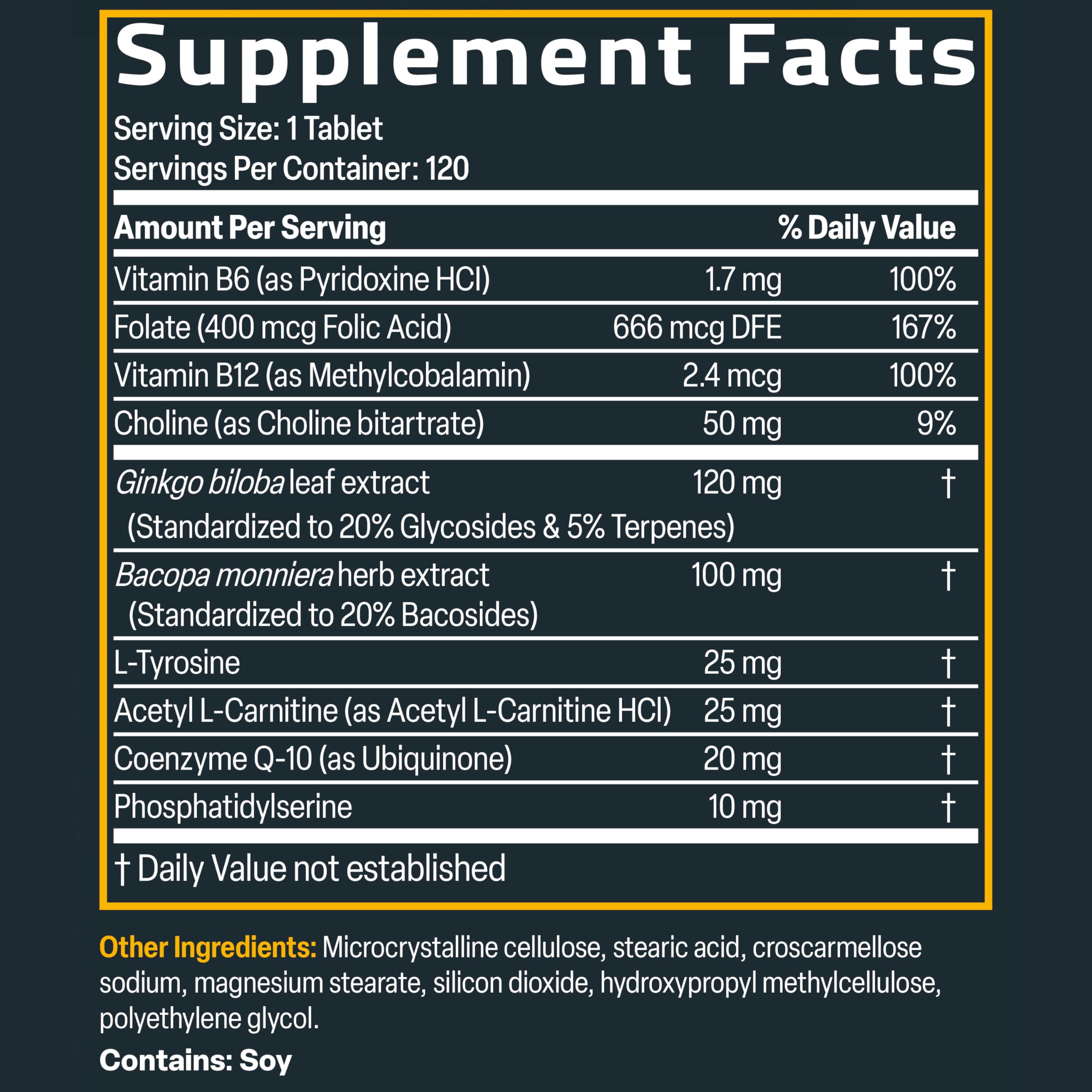 Flacon Bronson Ginkgo Bacopa, montre la qualité et le soin du procédé.