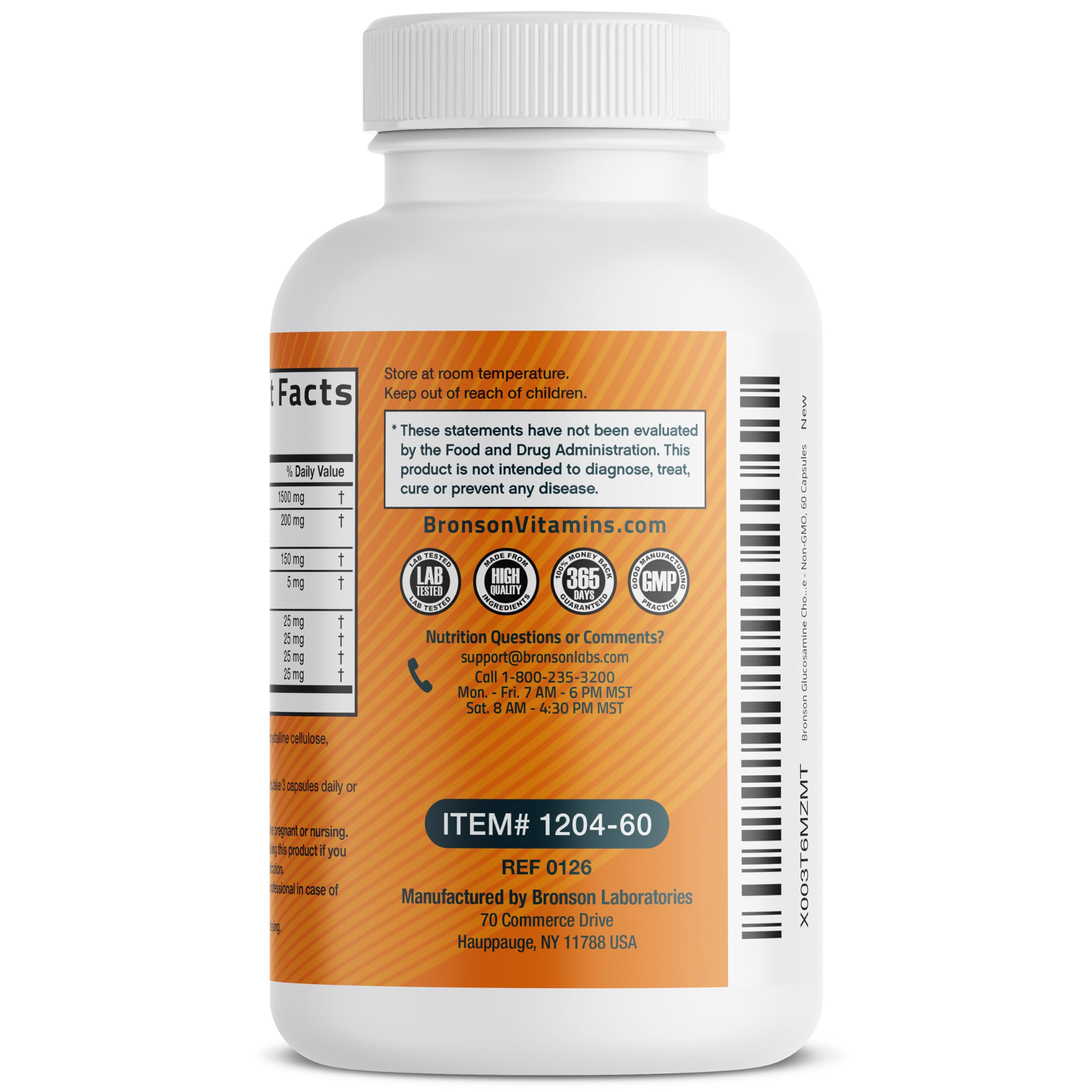 Bronson Glucosamine Chondroitin Turmeric MSM – gelules ouvertes montrant la texture.