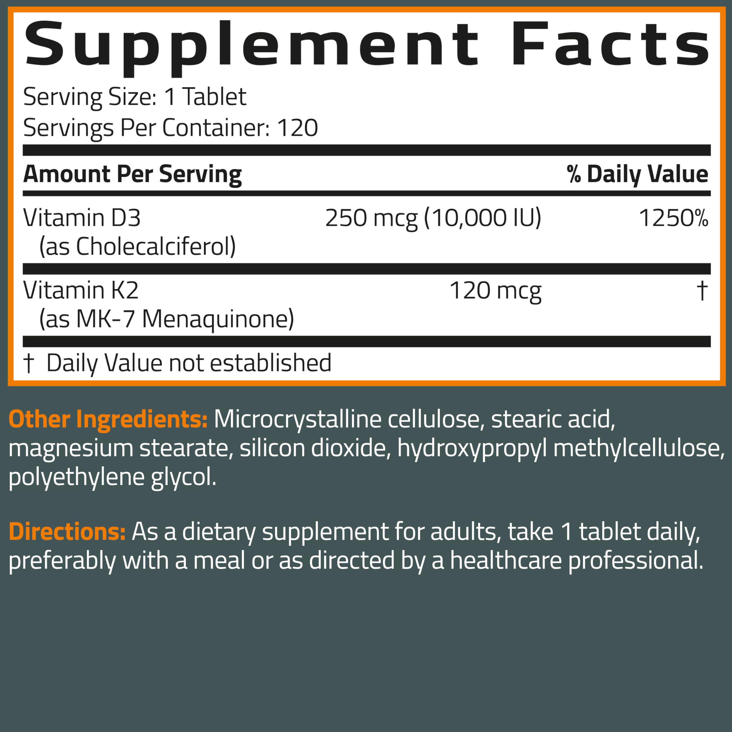 Bronson K2-D3 bouteille et étiquette, guide rapide d'utilisation.