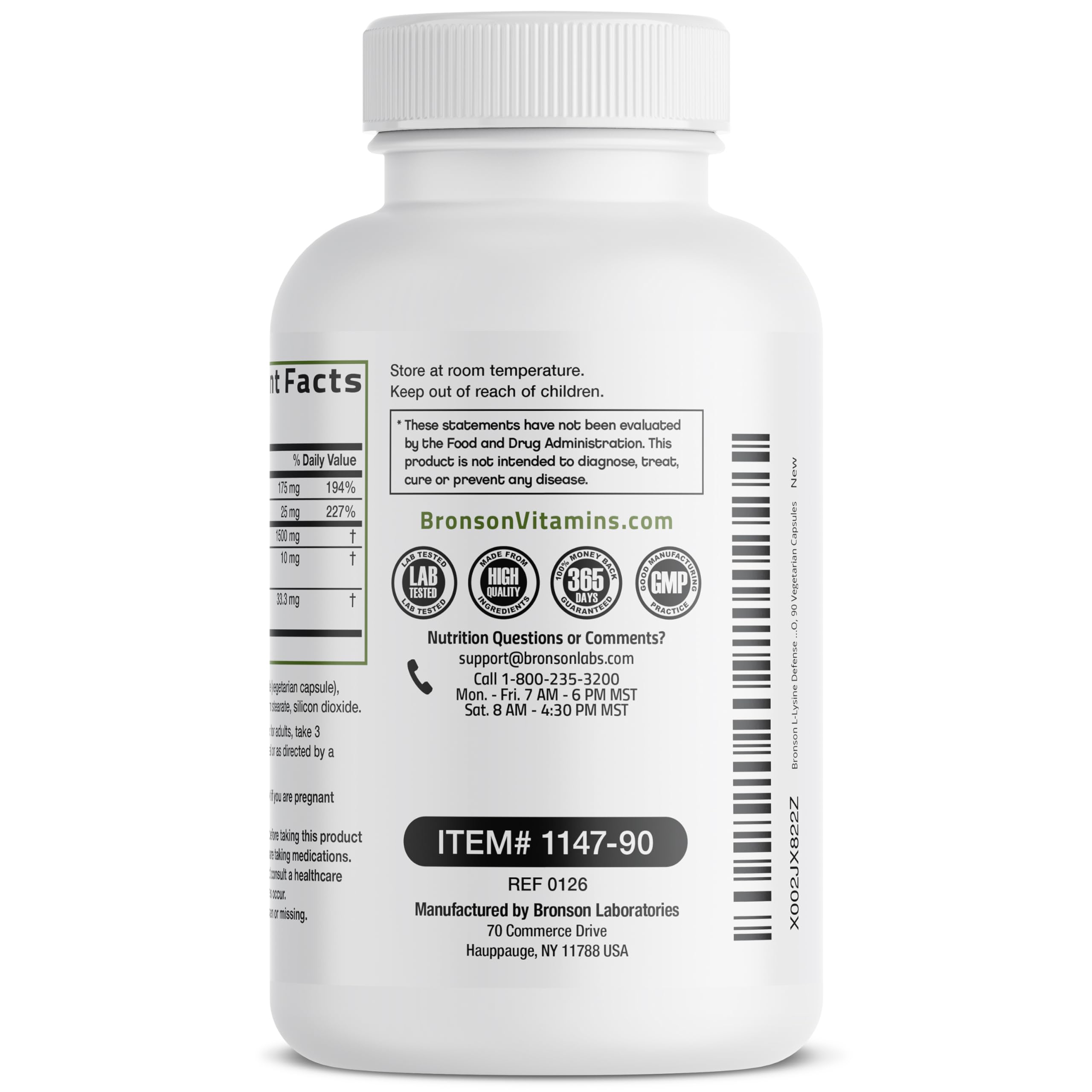 Bronson L-Lysine Defense, emballage pratique pour la maison ou les voyages.