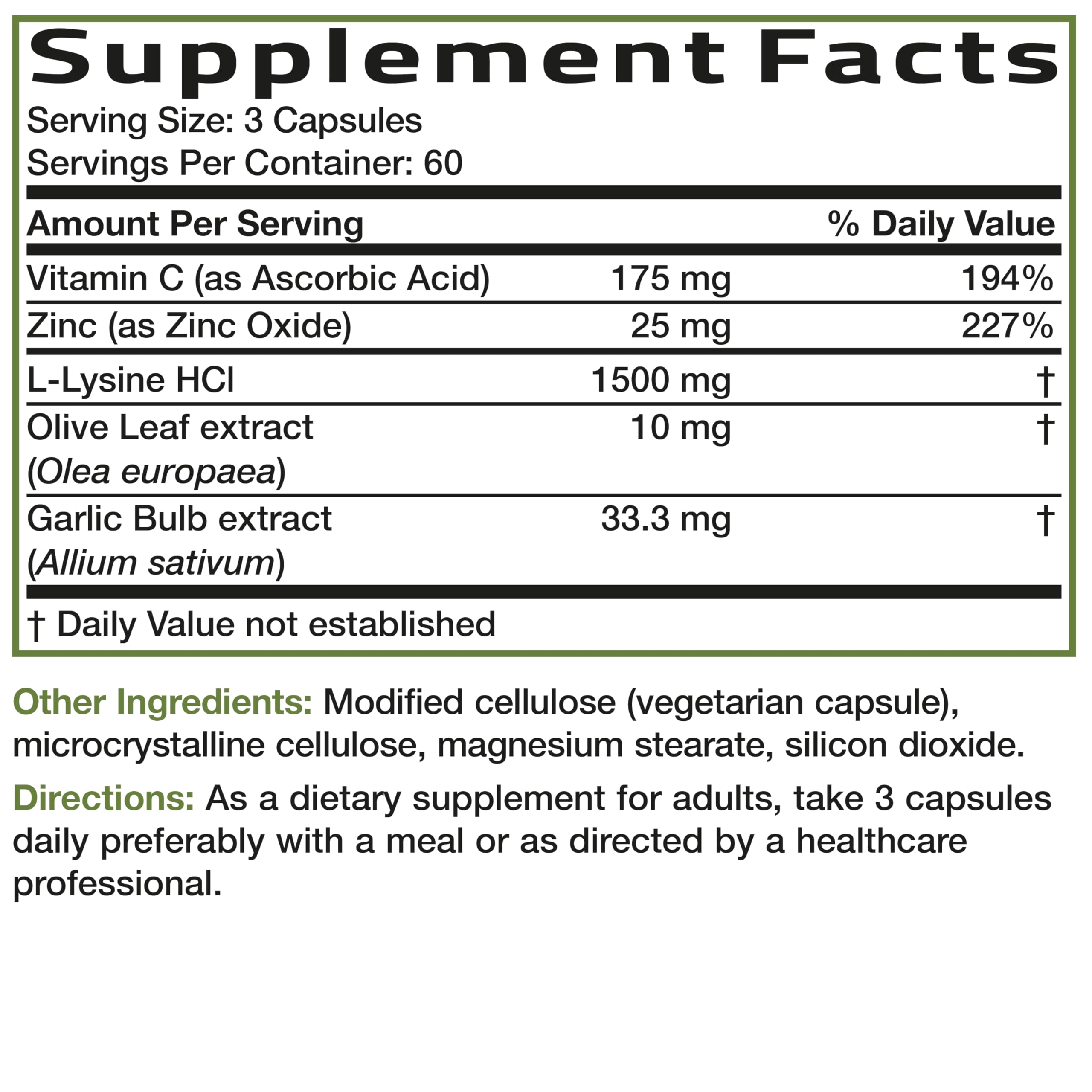 Bronson L-Lysine Defense – contenant vitamine C et zinc