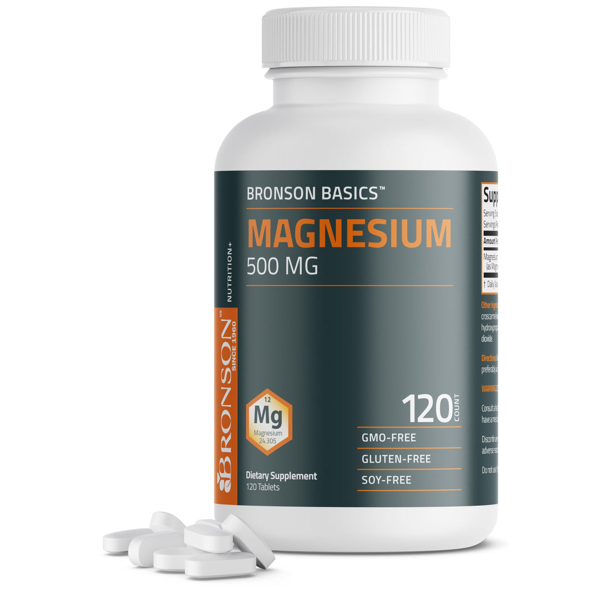 Bronson Magnésium 500 mg – comprimés végétariens soutiennent potentiellement les os et les muscles.