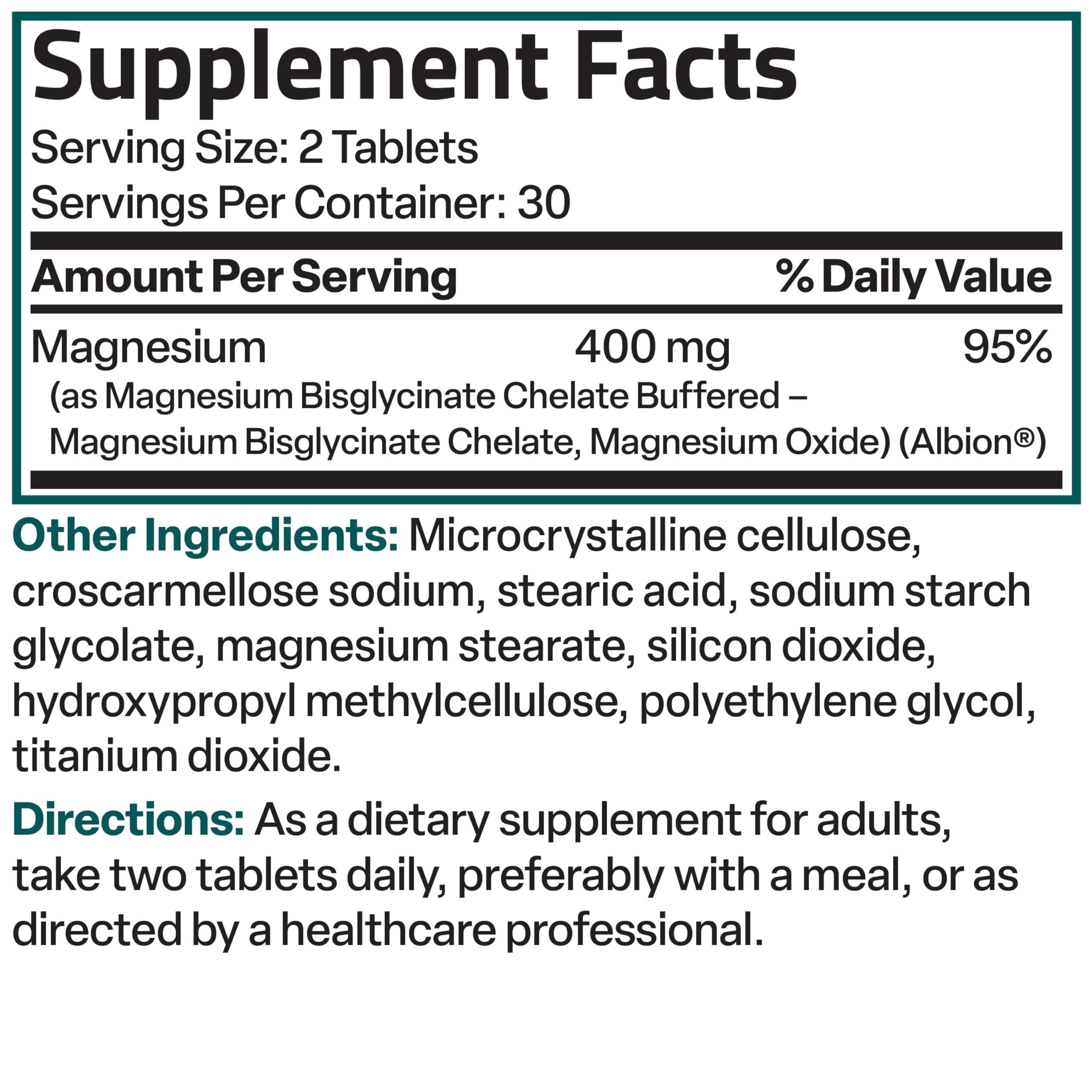 Bronson Magnésium Glycinate 400mg - emballage doux et pratique.
