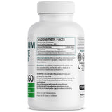 Étiquette Bronson Magnésium Glycinate indiquant sans OGM et sans gluten.