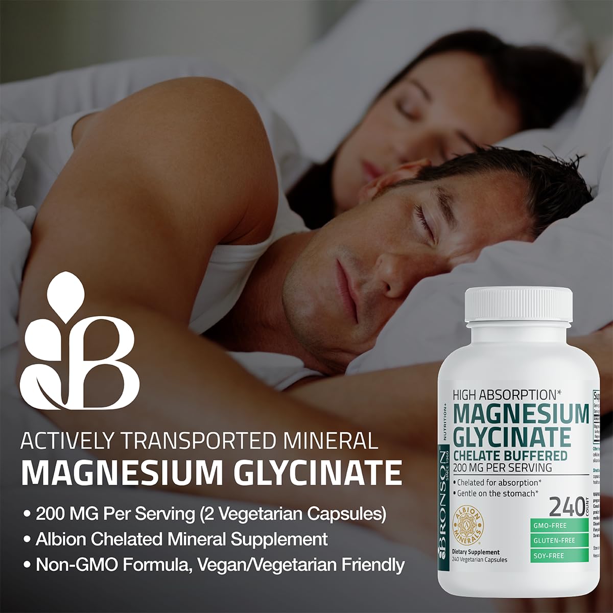 Gélules Bronson Magnésium Glycinate en gros plan, digestion douce.