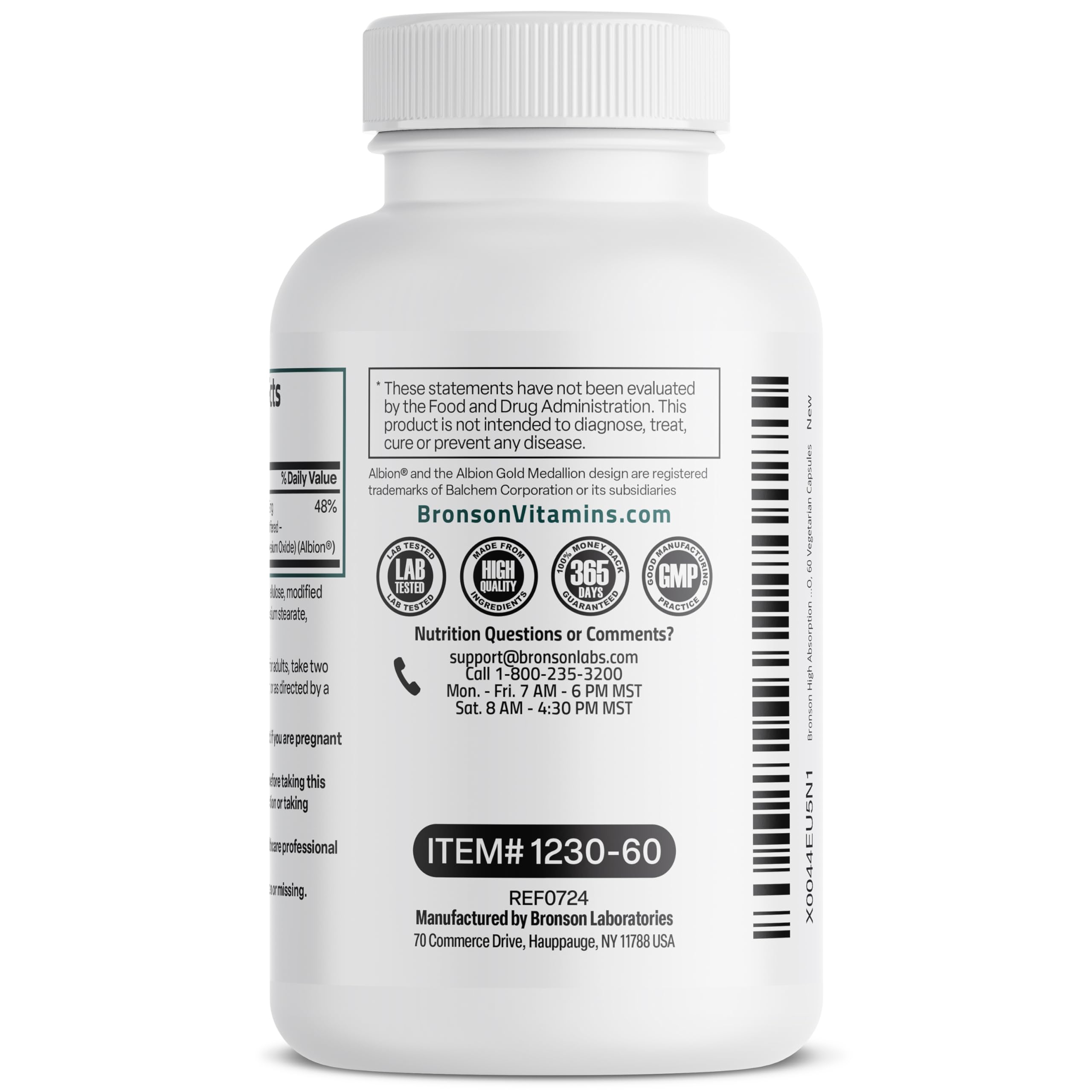 Capsules végétariennes Bronson Magnésium Glycinate, faciles à intégrer