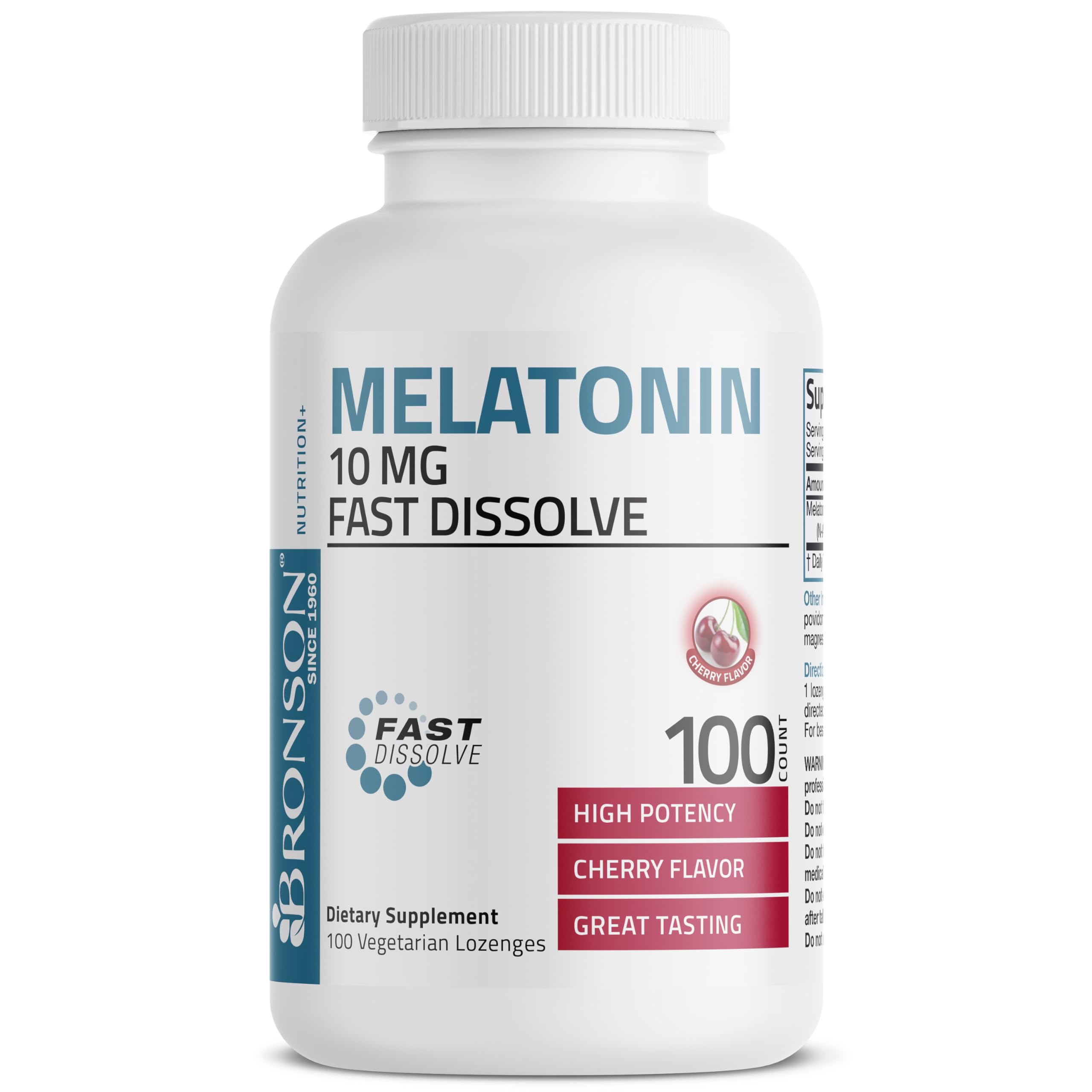 Bronson Mélatonine 10 mg, formule végétarienne cerise, routine nuit simple.