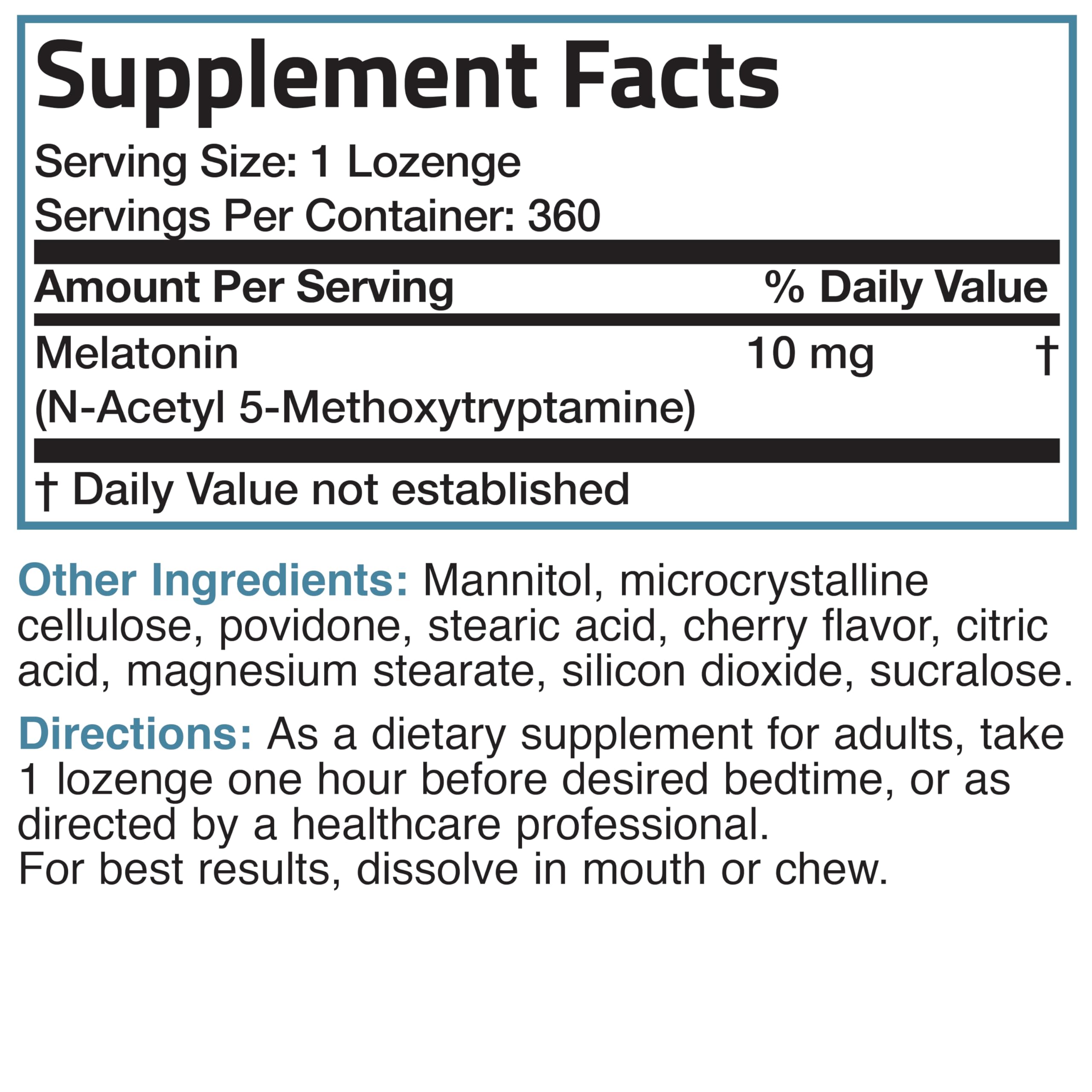 Bronson Mélatonine 360 comprimés végétariennes cerise, dosage généreux pour usage régulier.