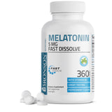 Bronson Mélatonine 5 mg, pastilles menthe, dissolution rapide, utilisation nocturne.