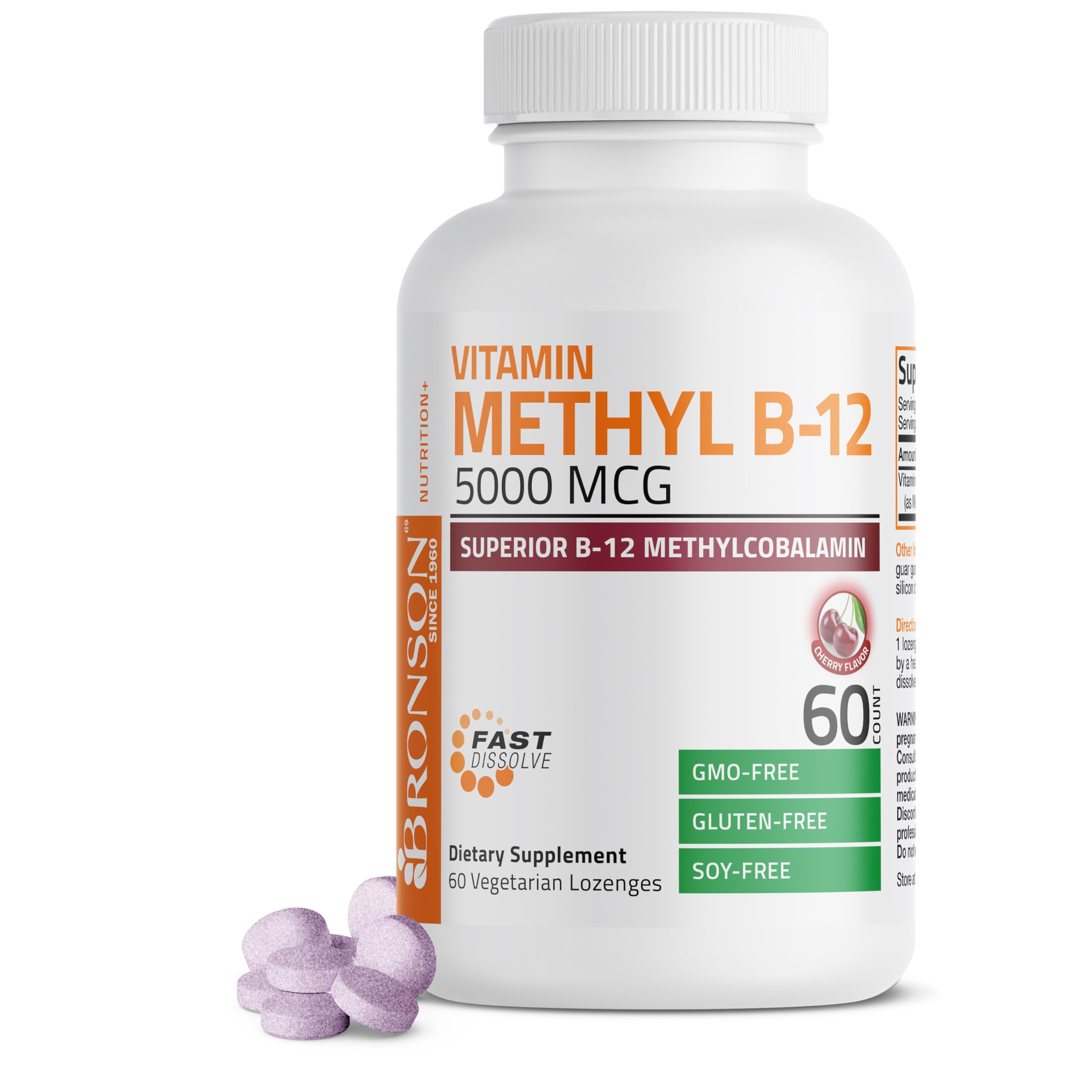 Bronson Methyl B12 pastilles dissolution rapide, énergie soutenue et concentration