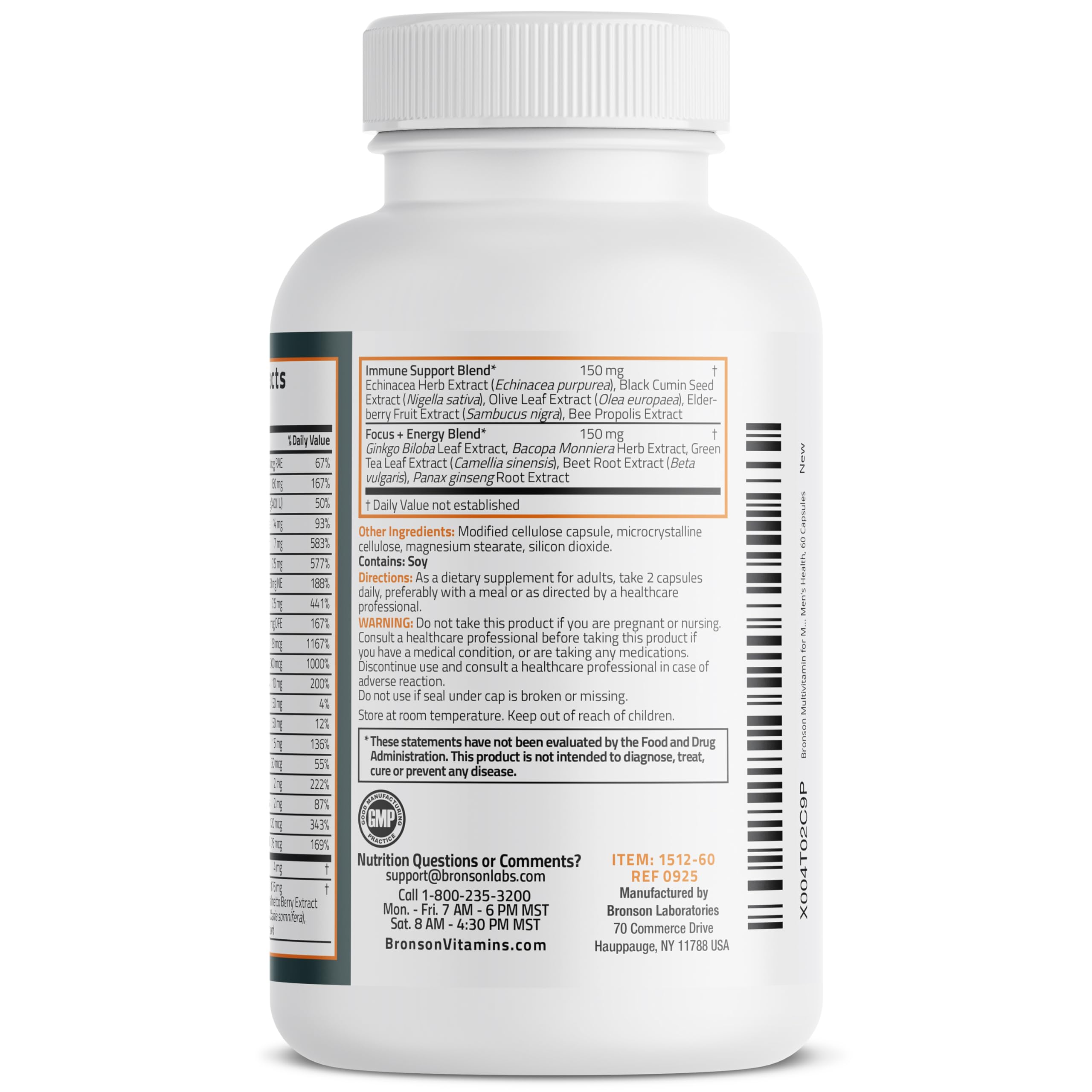 Bronson Multivitamine pour Homme – étiquette lisible, routine sportive adaptée.