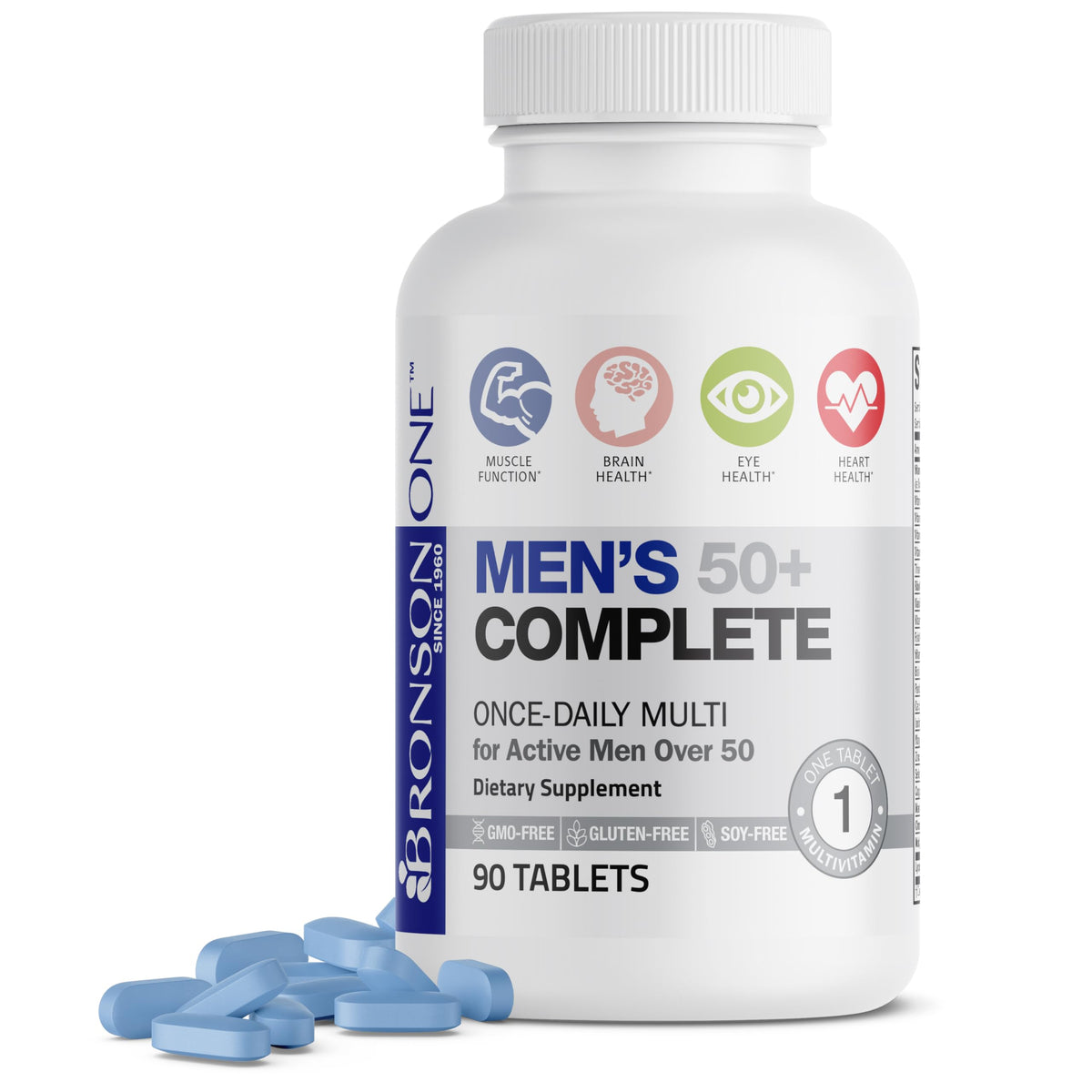 Bronson ONE bouteille-tablettes-50plus pour une routine quotidienne pratique.