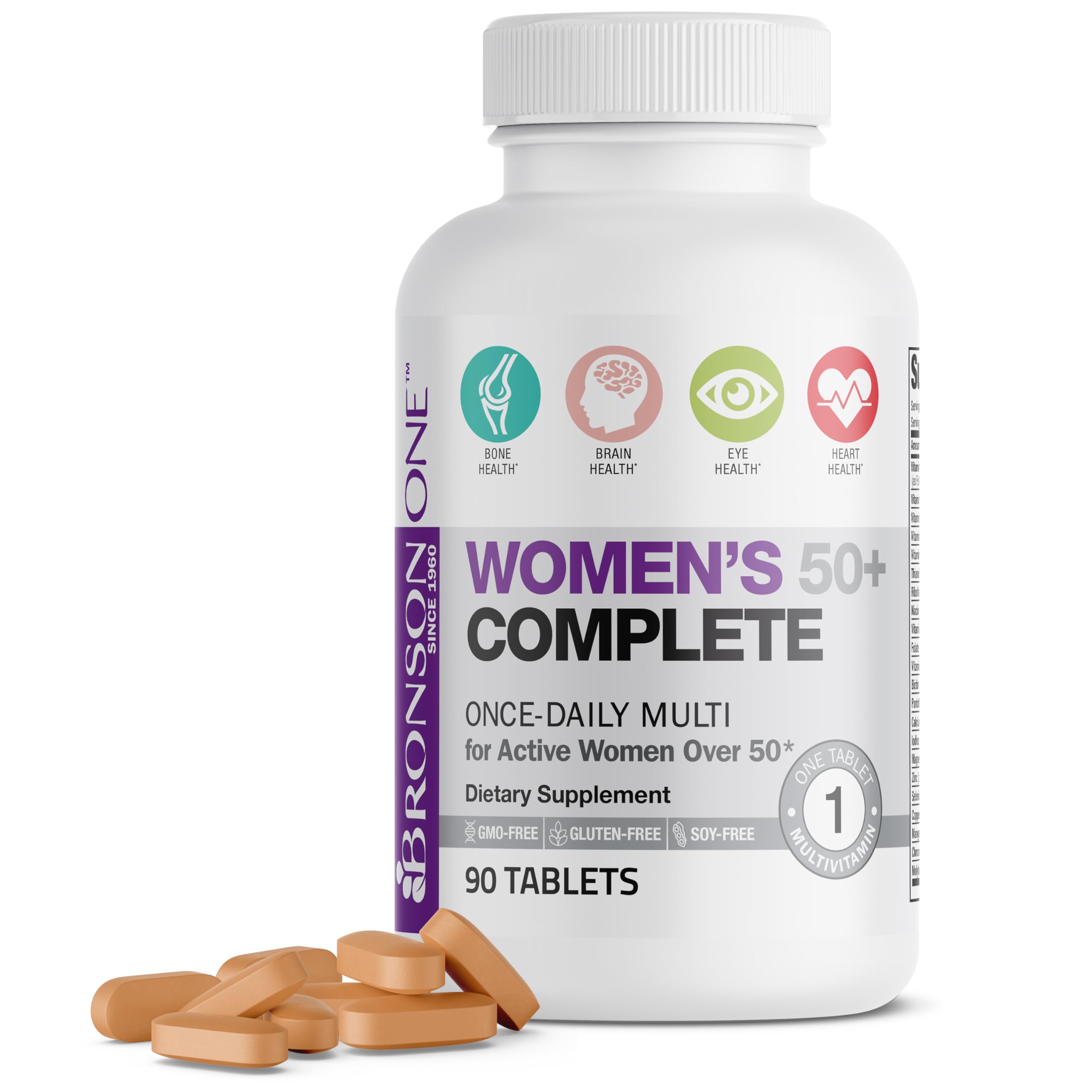 Bronson One Daily pour femmes 50+ – tablettes faciles à ingérer pour soutien quotidien