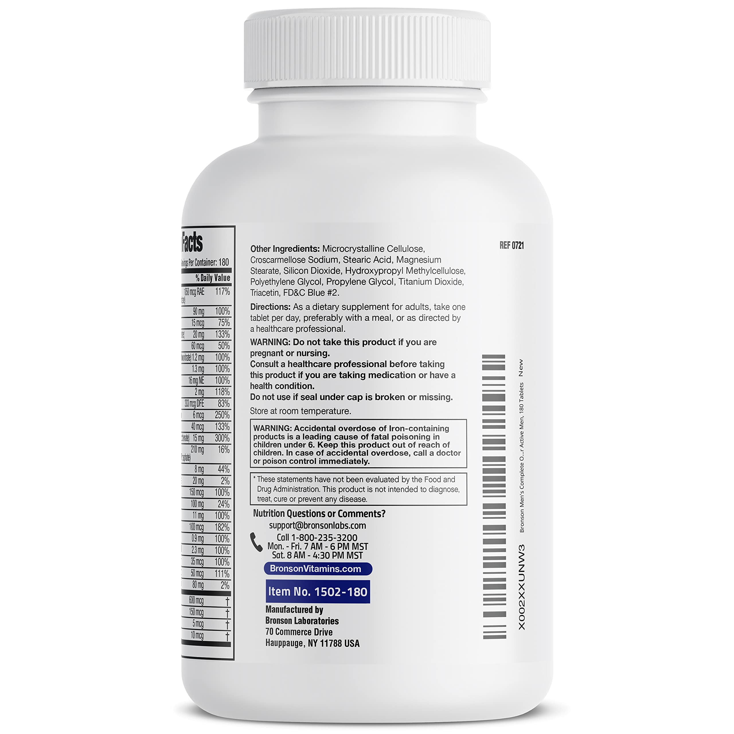 Bronson One pack 180 comprimés, format mensuel pratique.