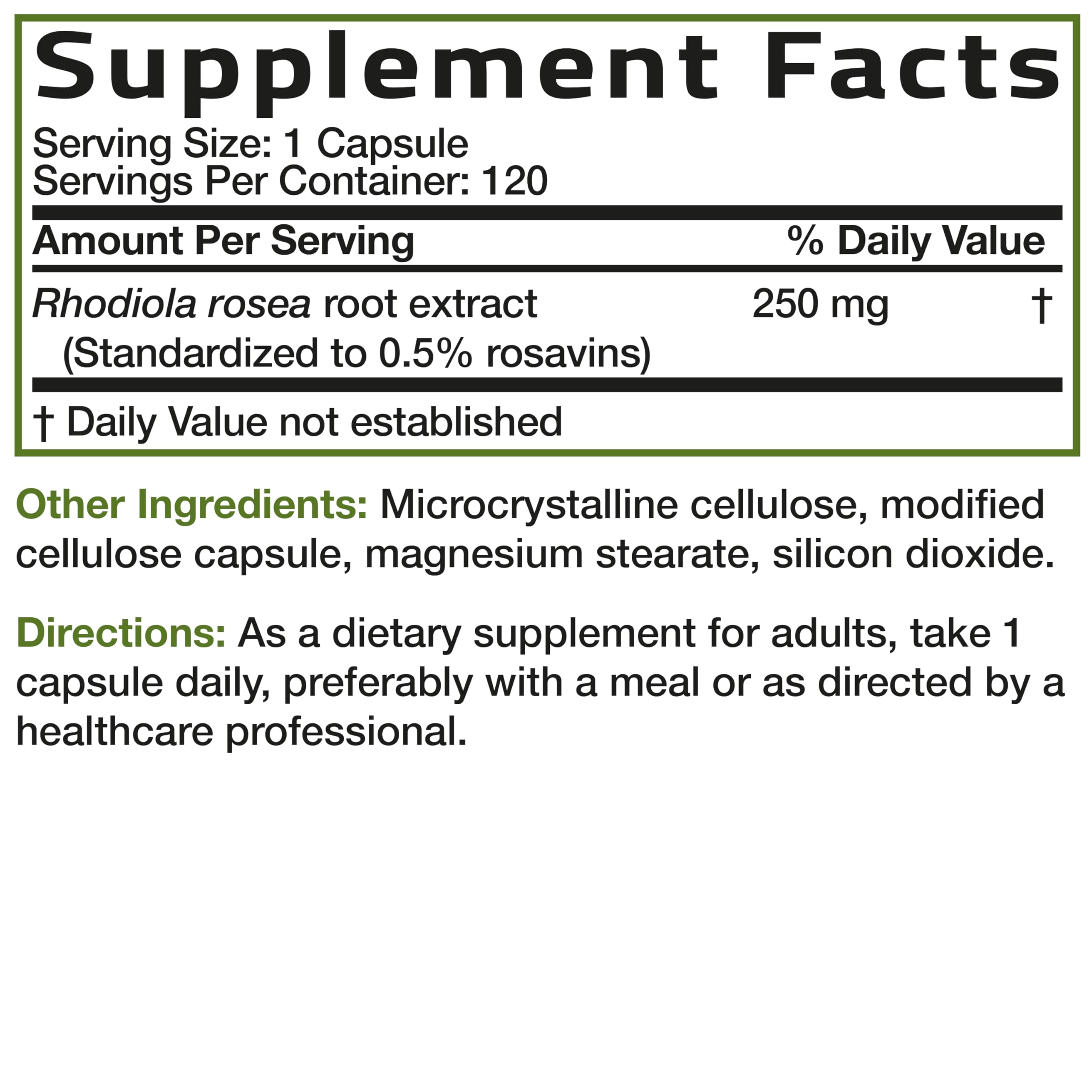 Bronson Rhodiola Rosea, boite pratique et emballage pour une routine simplifiée.