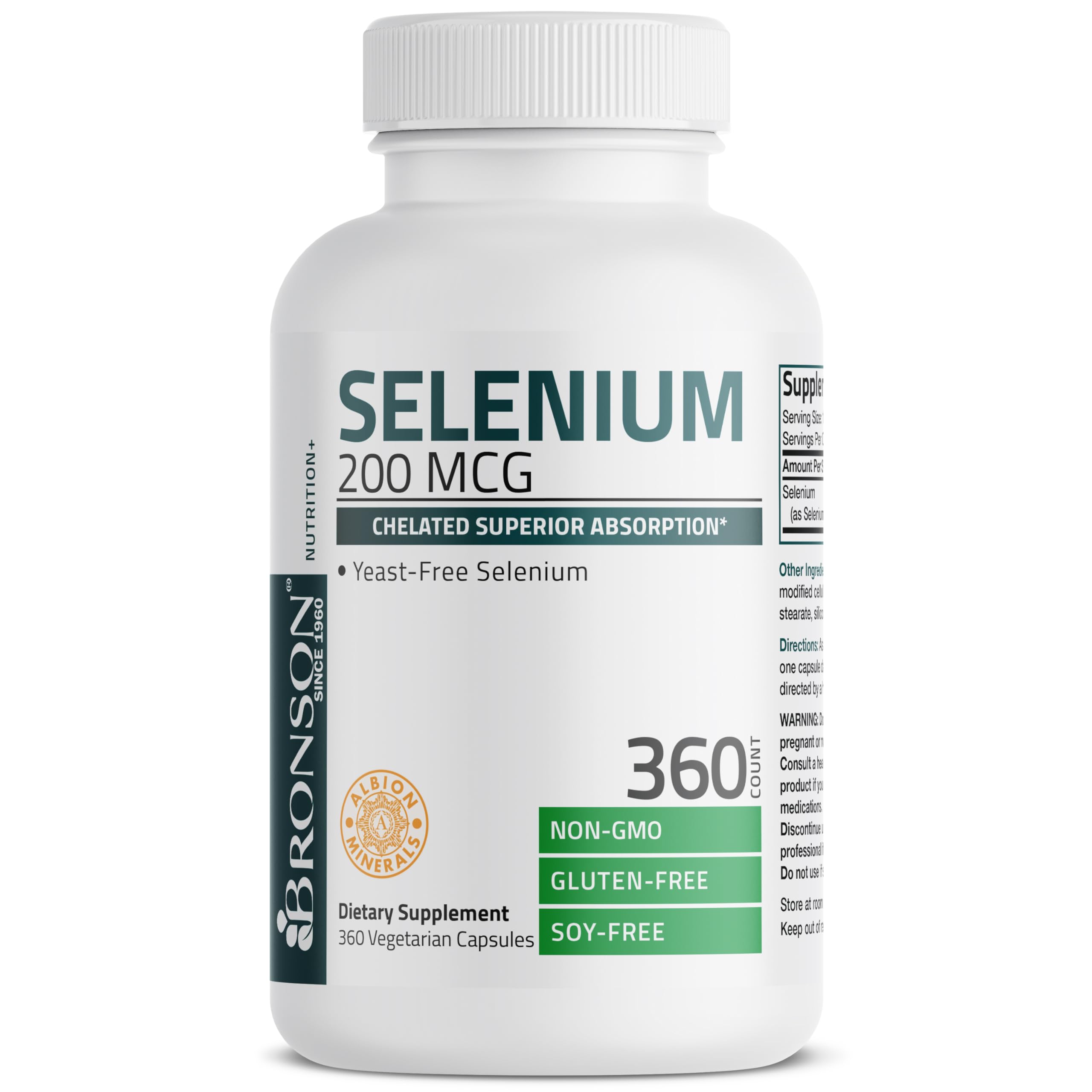 Bronson Selenium 200 mcg, certification Non-OGM, gages de conformité et sécurité