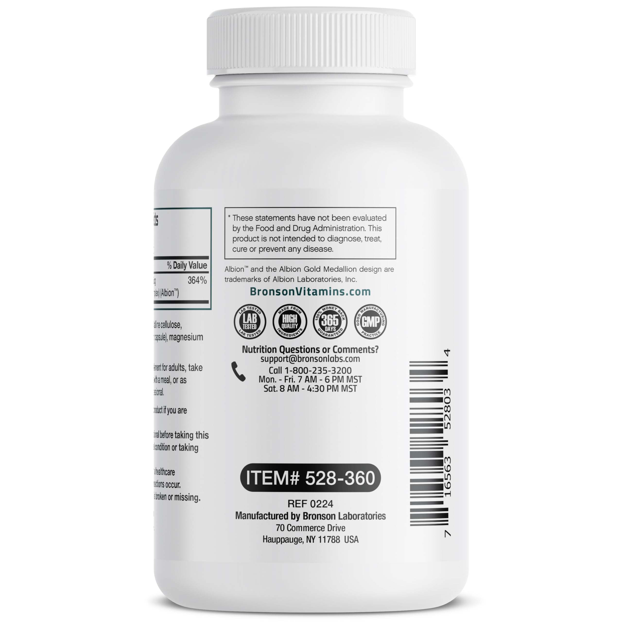 Bronson Selenium 200 mcg, logo cGMP, fabrication conforme à des normes élevées