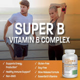 Tablettes Bronson Super B Complex prise quotidienne avec eau.