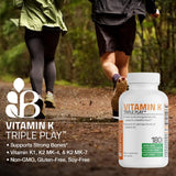 Bronson Vitamin K Triple Play — emballage et étui indiquant les informations clés.