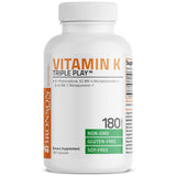 Bronson Vitamin K Triple Play — tableau ingrédients clarifiant les formes K utilisées.