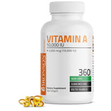 Bronson Vitamine A, bouteille softgel, soutien potentiel à la vision et l'immunité.