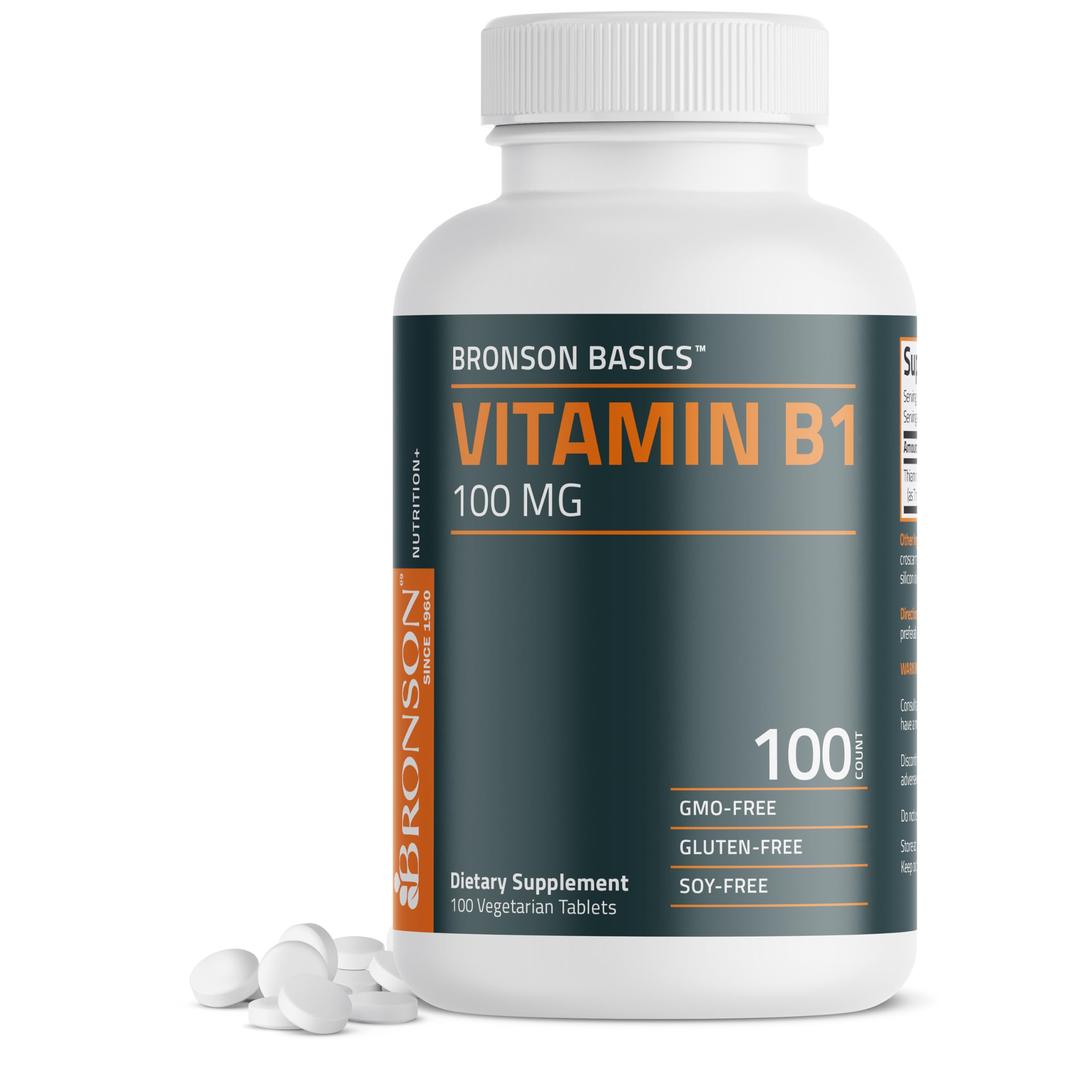 Bronson Vitamine B1 100 mg – boîte vue frontale, soutien potentiel au bien-être général.