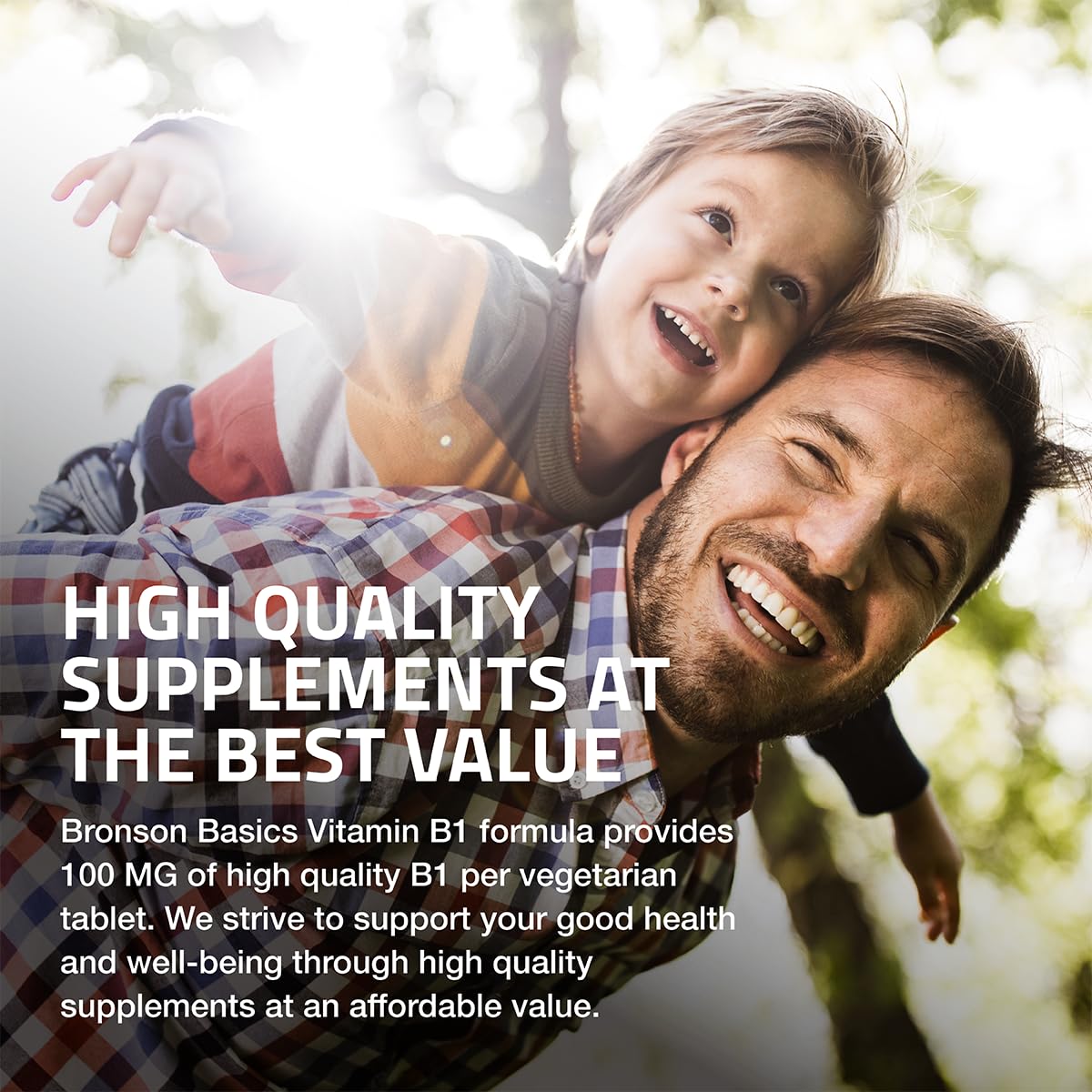 Bronson Vitamine B1 100 mg – étiquette lisible, informations claires et fiables.