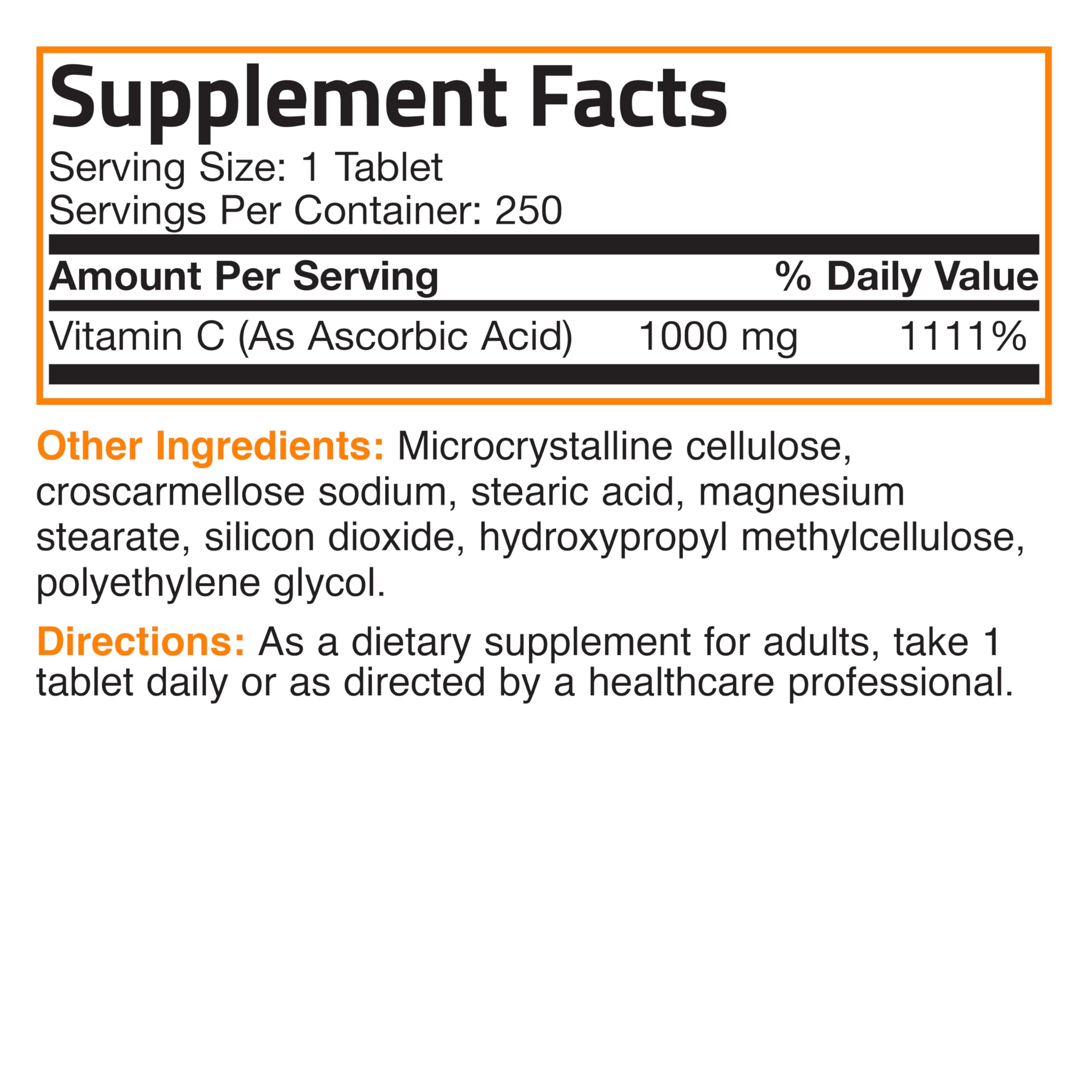 Bronson Vitamin C 1000mg – Dose quotidienne recommandée pour le quotidien actif.