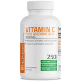 Bronson Vitamin C 1000mg – Étiquette indiquant sans gluten et sans soja.