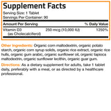 Bronson Vitamine D3 10000 UI - plan rapproché: étiquette lisible et détails d'utilisation