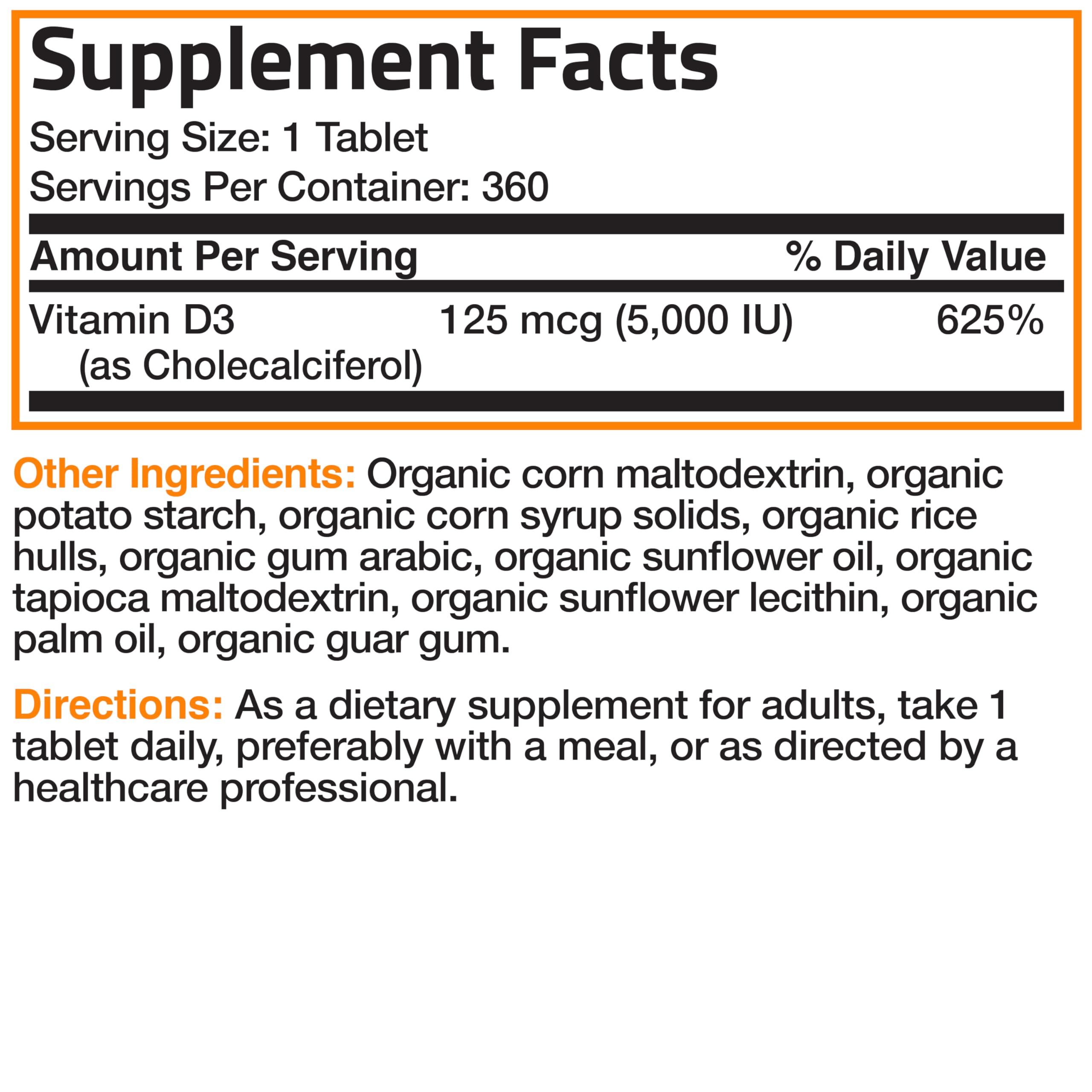 Bronson Vitamine D3, emballage clair avec informations et certification.