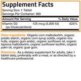 Bronson Vitamine D3, emballage clair avec informations et certification.