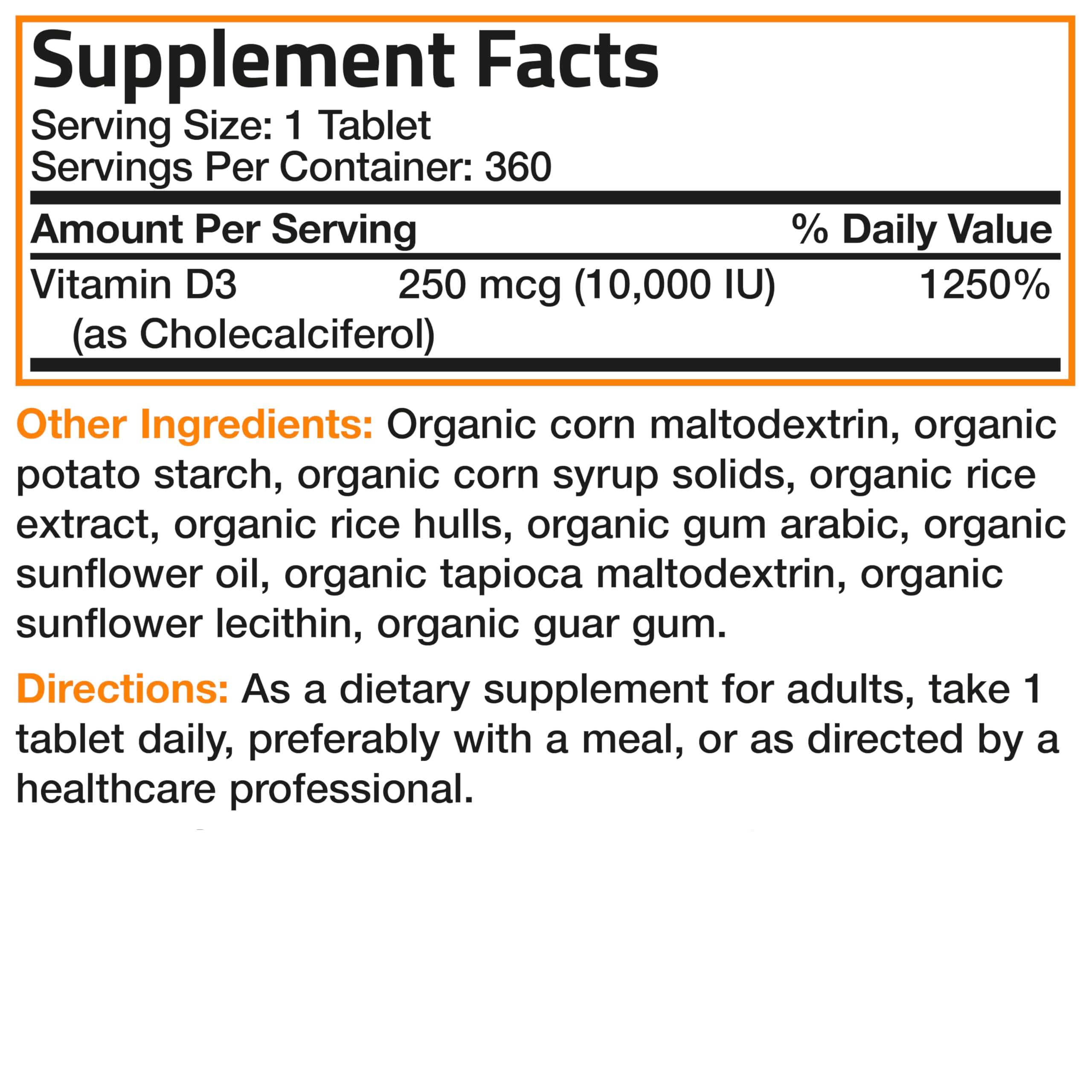 Bronson vitamine D3 – utilisation régulière pour le soutien général.