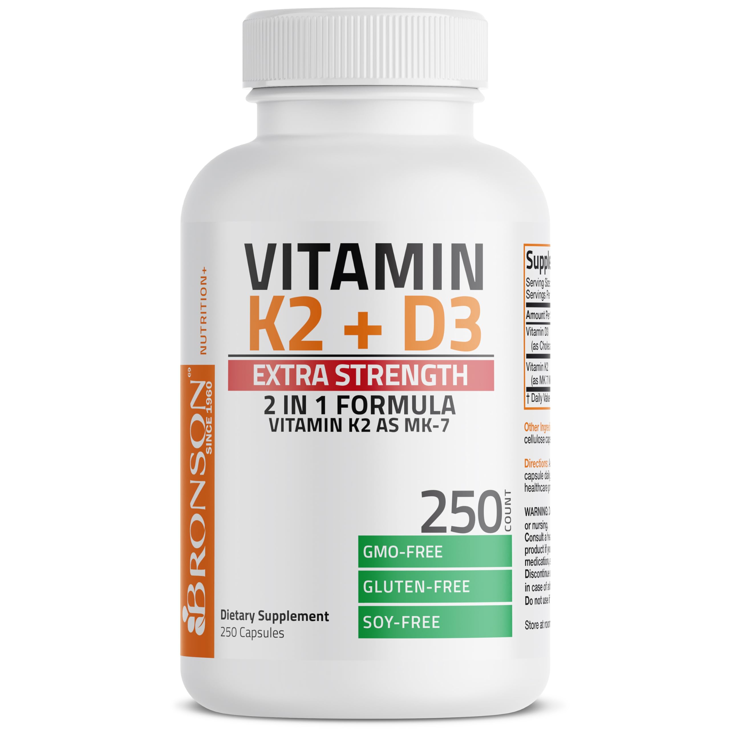 Bronson K2 MK-7, laboratoire cGMP assurant pureté et sécurité.