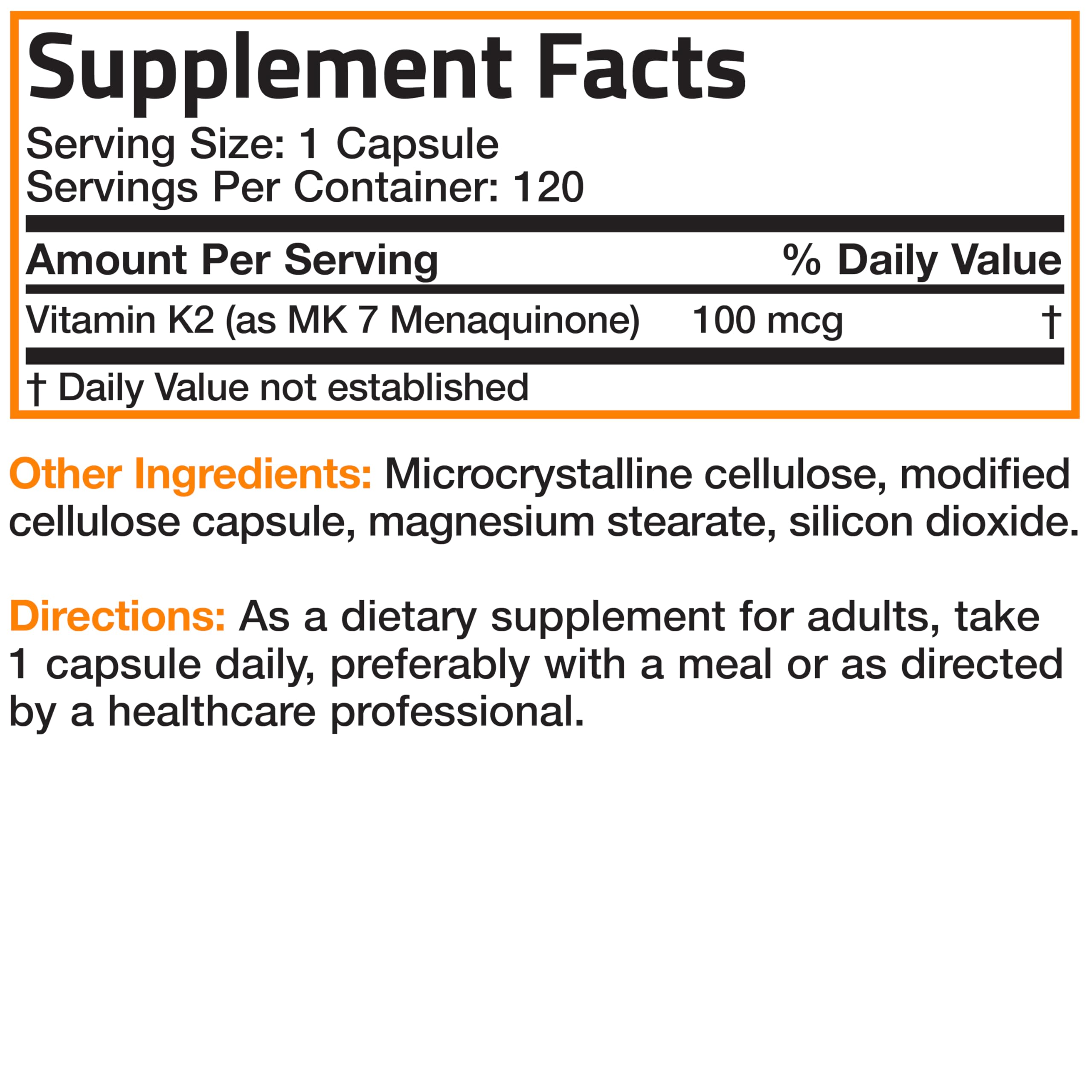 Certifications Bronson K2 MK-7: non-OGM, sans gluten et sans soja, qualité garantie.