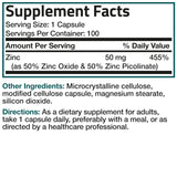 Bronson Zinc 50 mg, usage quotidien potentiel pour soutenir l’immunité.