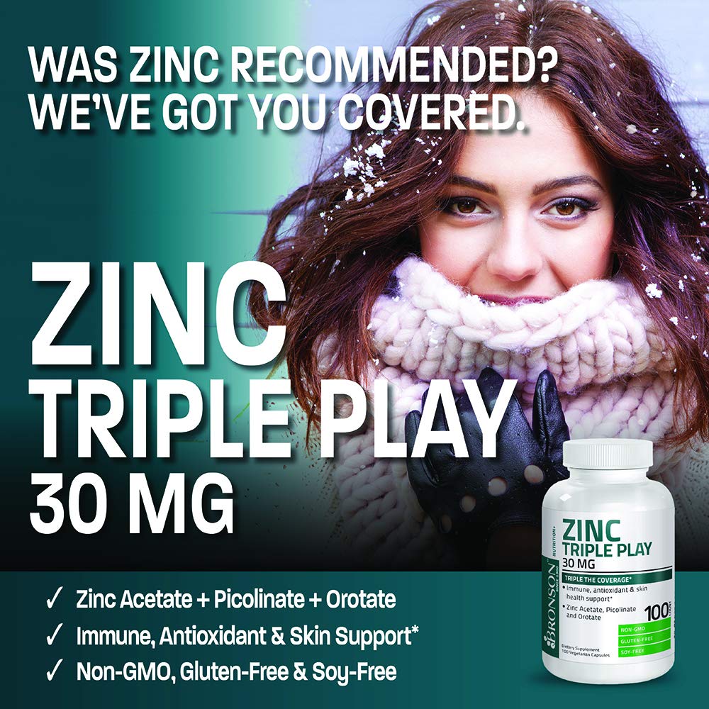 Bronson Zinc Triple Play – capsules végétariennes faciles à avaler