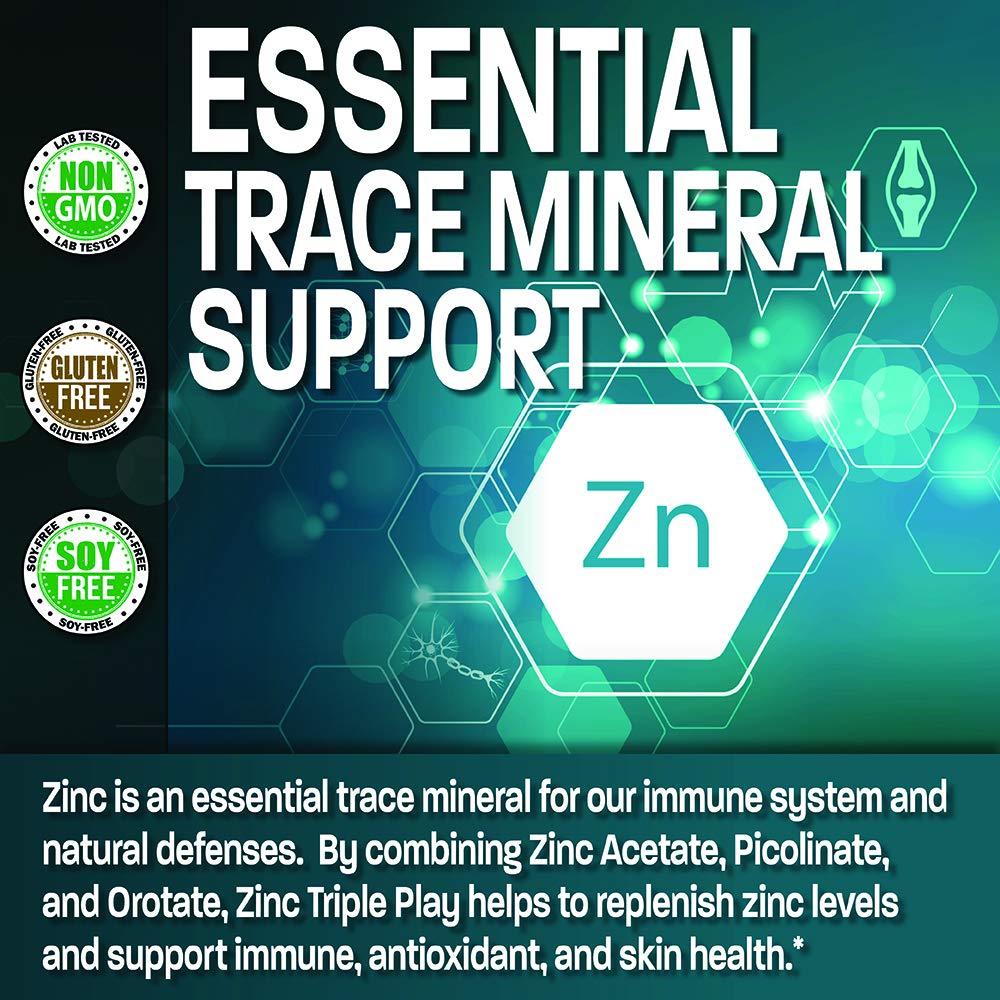 Bronson Zinc Triple Play – étiquette détaillant les trois formes de zinc
