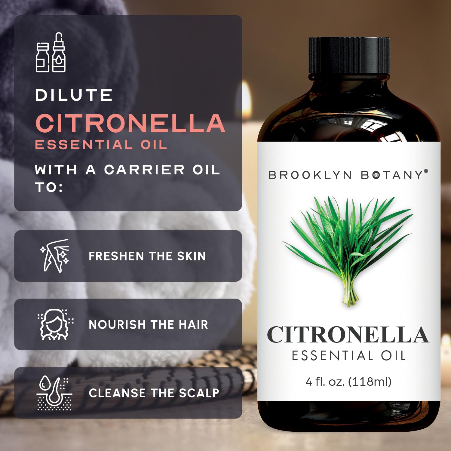 Brooklyn Botany Citronnelle – compatible avec les diffuseurs pour aromathérapie