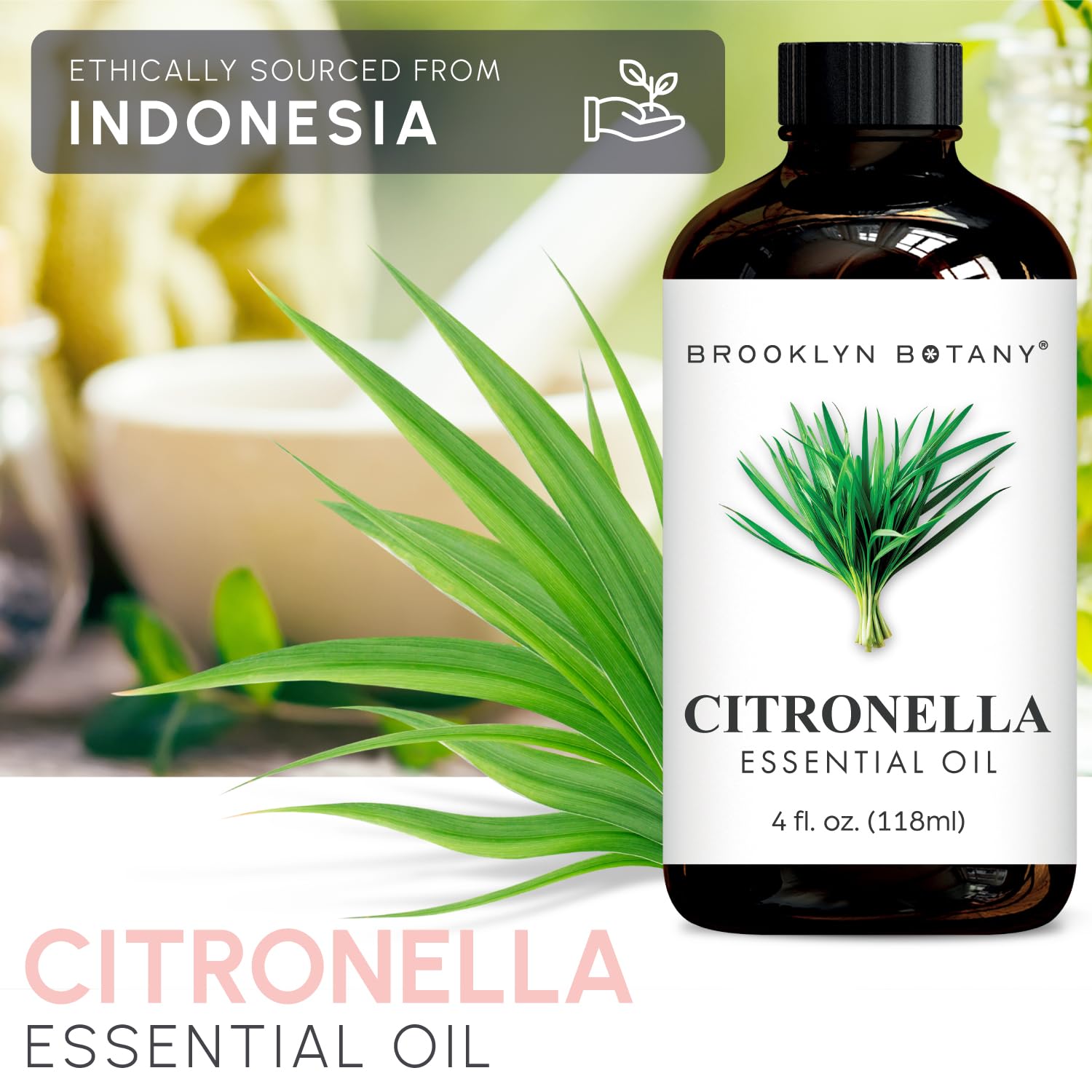 Brooklyn Botany Citronnelle – flacon ambré protège l'huile des UV