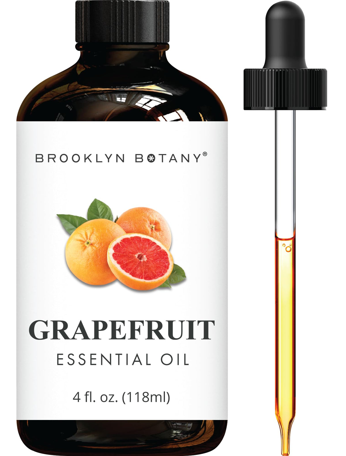 Brooklyn Botany Huile Pamplemousse – bouteille ambrée 4 oz prête pour diffusion et aromathérapie.
