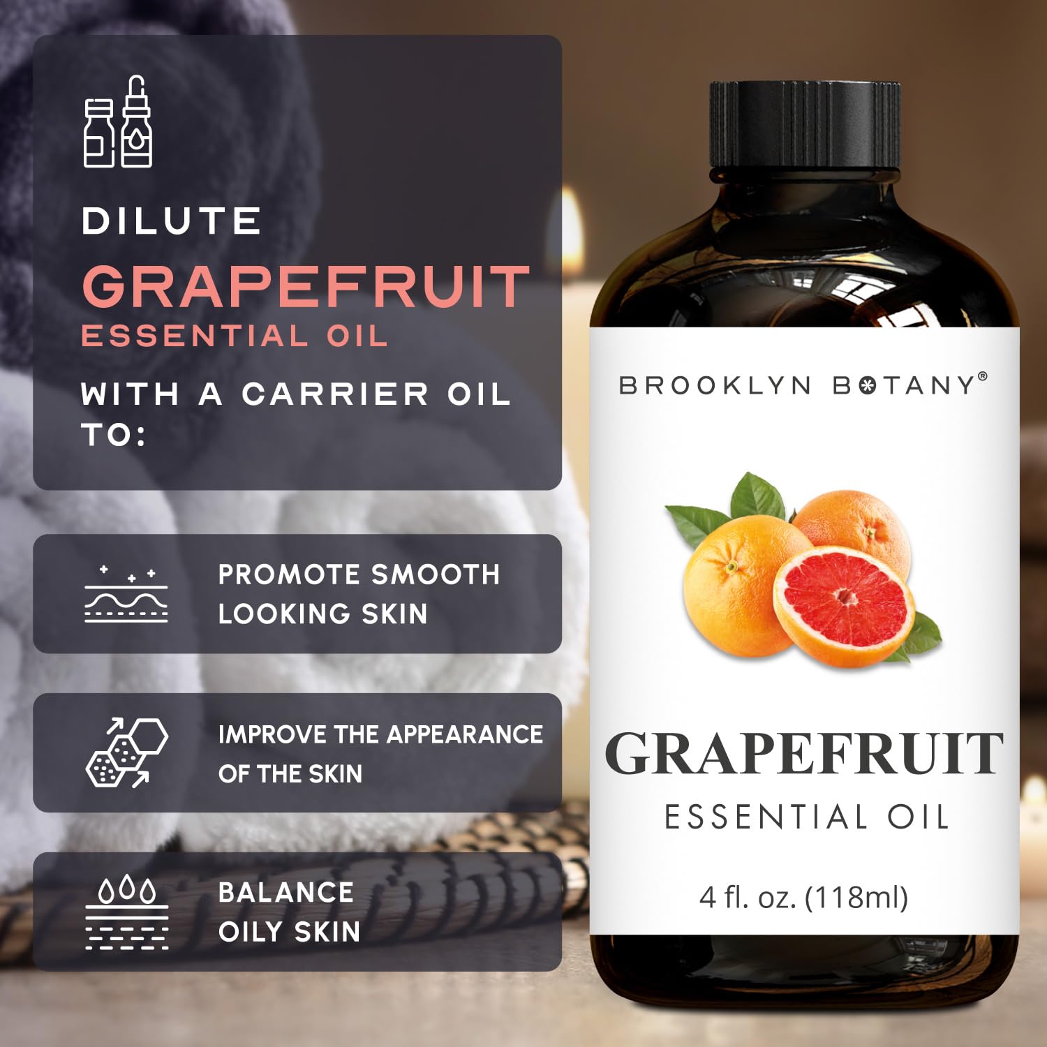 Brooklyn Botany Huile Pamplemousse – emballage et origine aux États-Unis.