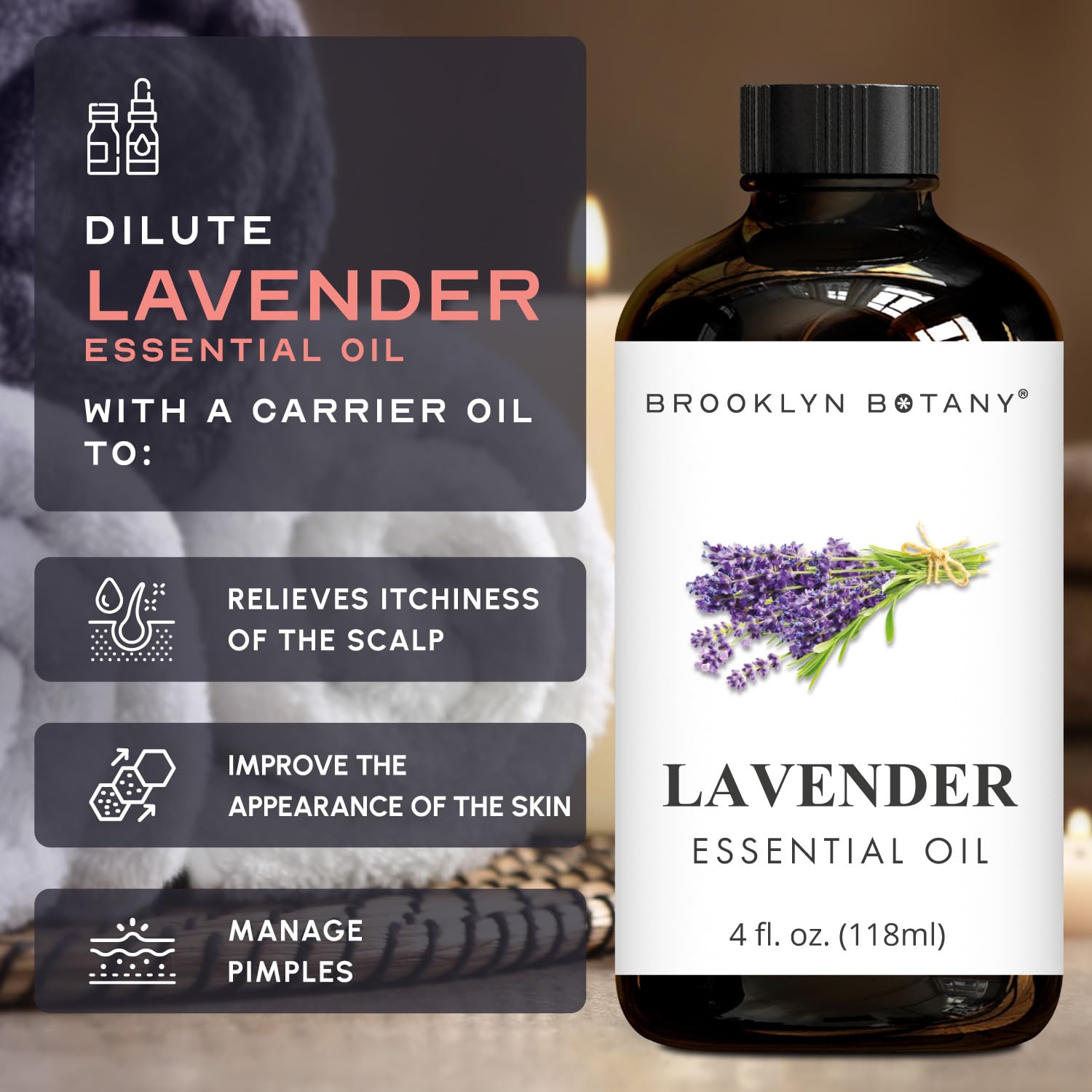 Brooklyn Botany Lavande huile aromathérapie ambiance: parfum floral relaxant.