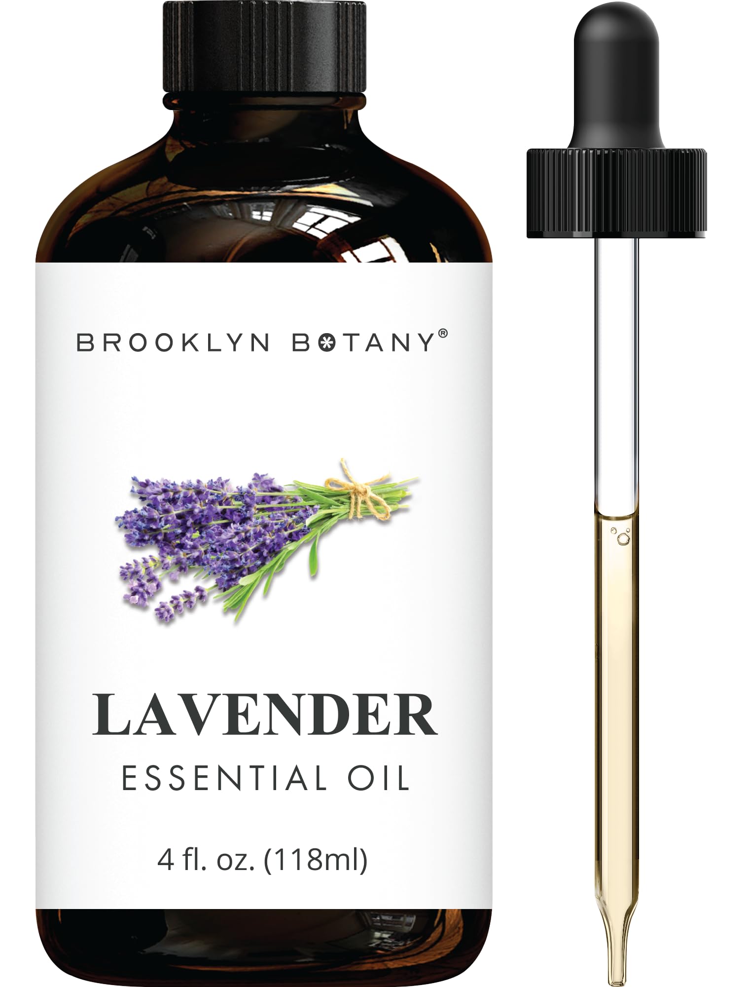 Brooklyn Botany Lavande huile bouteille ambre: parfum apaisant pour diffusion.