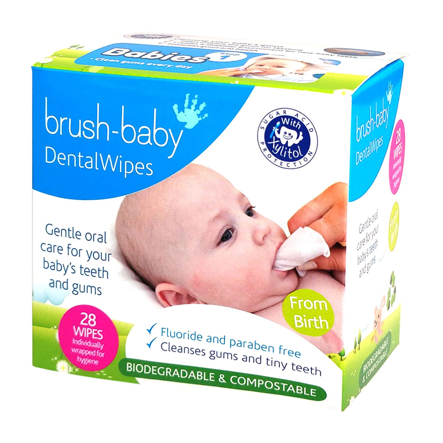 Brush Baby lingette-dentition-main : douceur appliquée sur les gencives pendant la poussée dentaire
