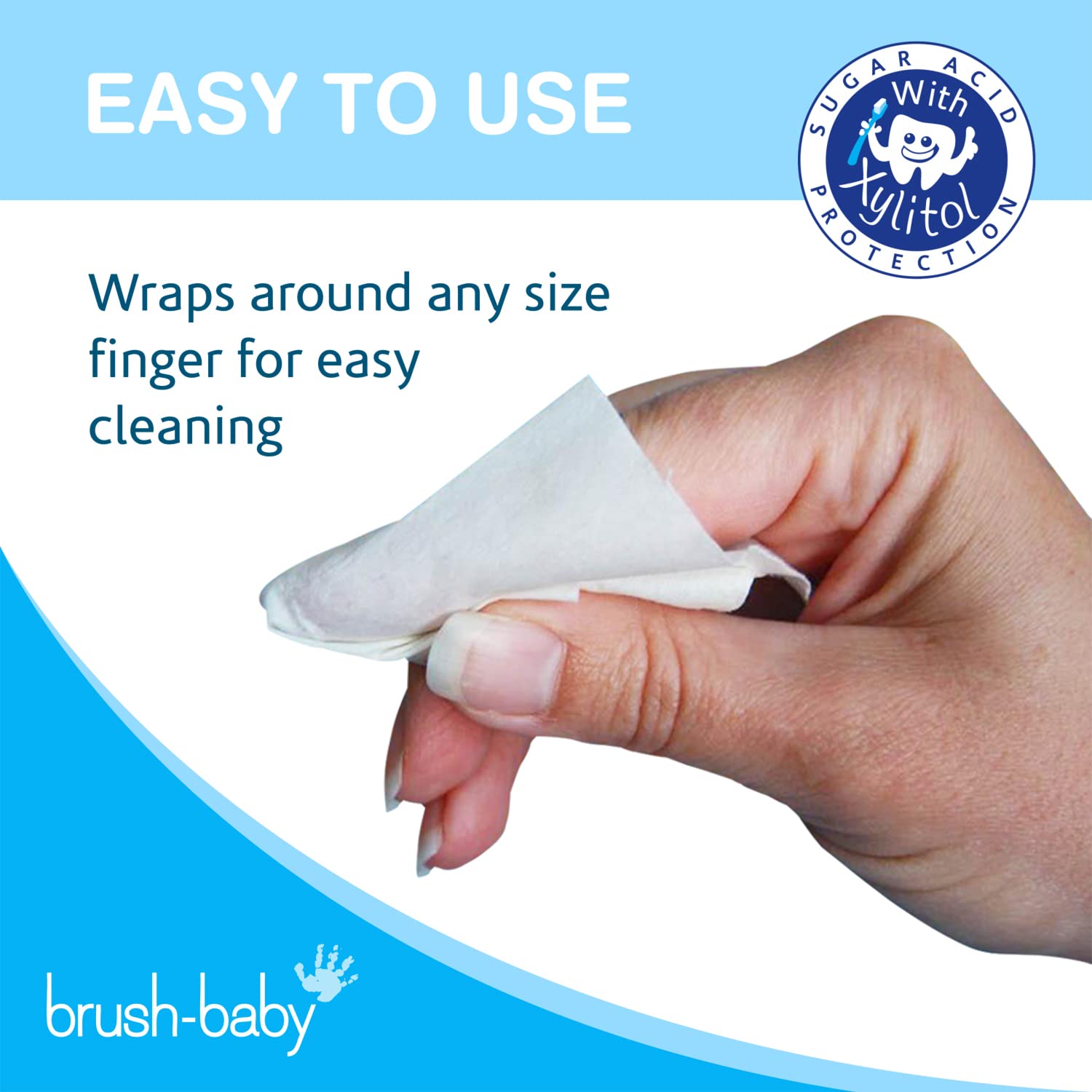 Brush Baby lingette-dentition-solution-xylitol : formule naturelle à base de xylitol pour l'hygiène buccale