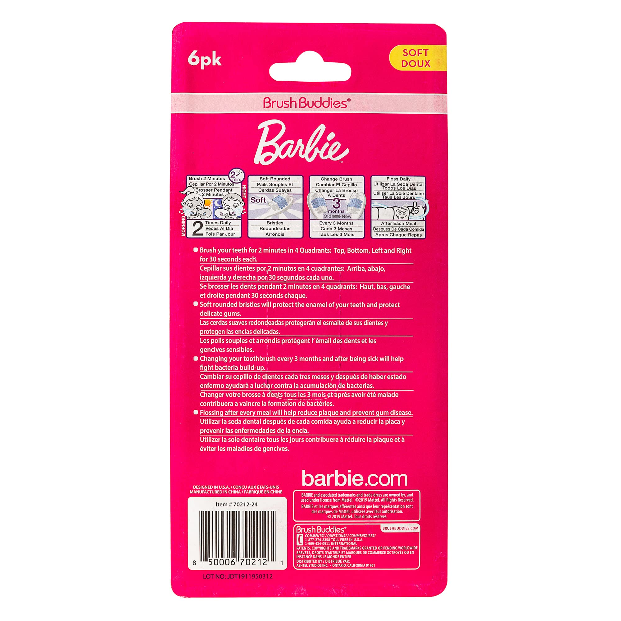 Brush Buddies Barbie – designs colorés qui rendent le rituel quotidien plus agréable